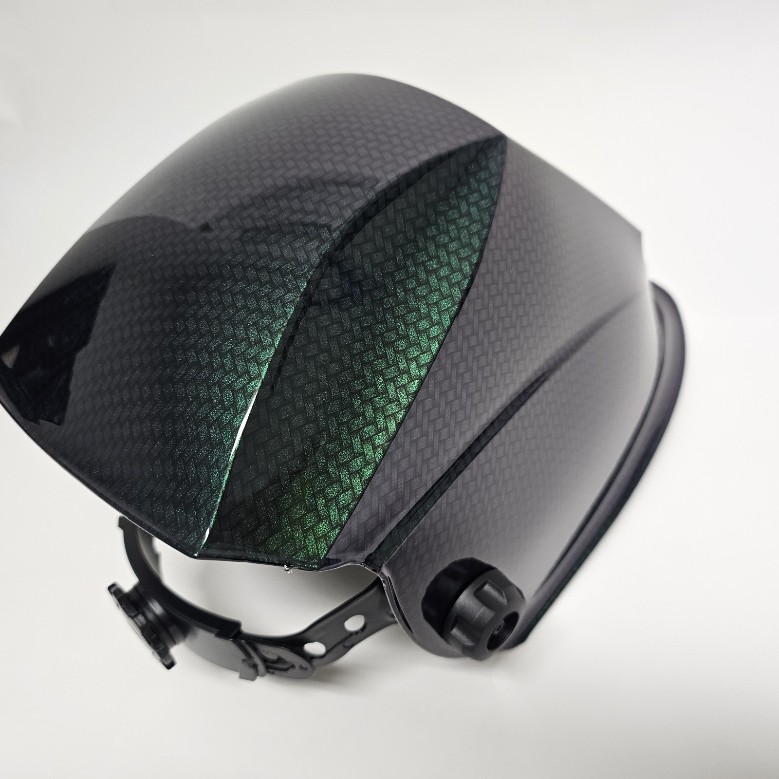 Hydro Dipped Welding Helmet AUTO DARK FLIP FLOP GREEN TO PURPLE Carbon Fiber
