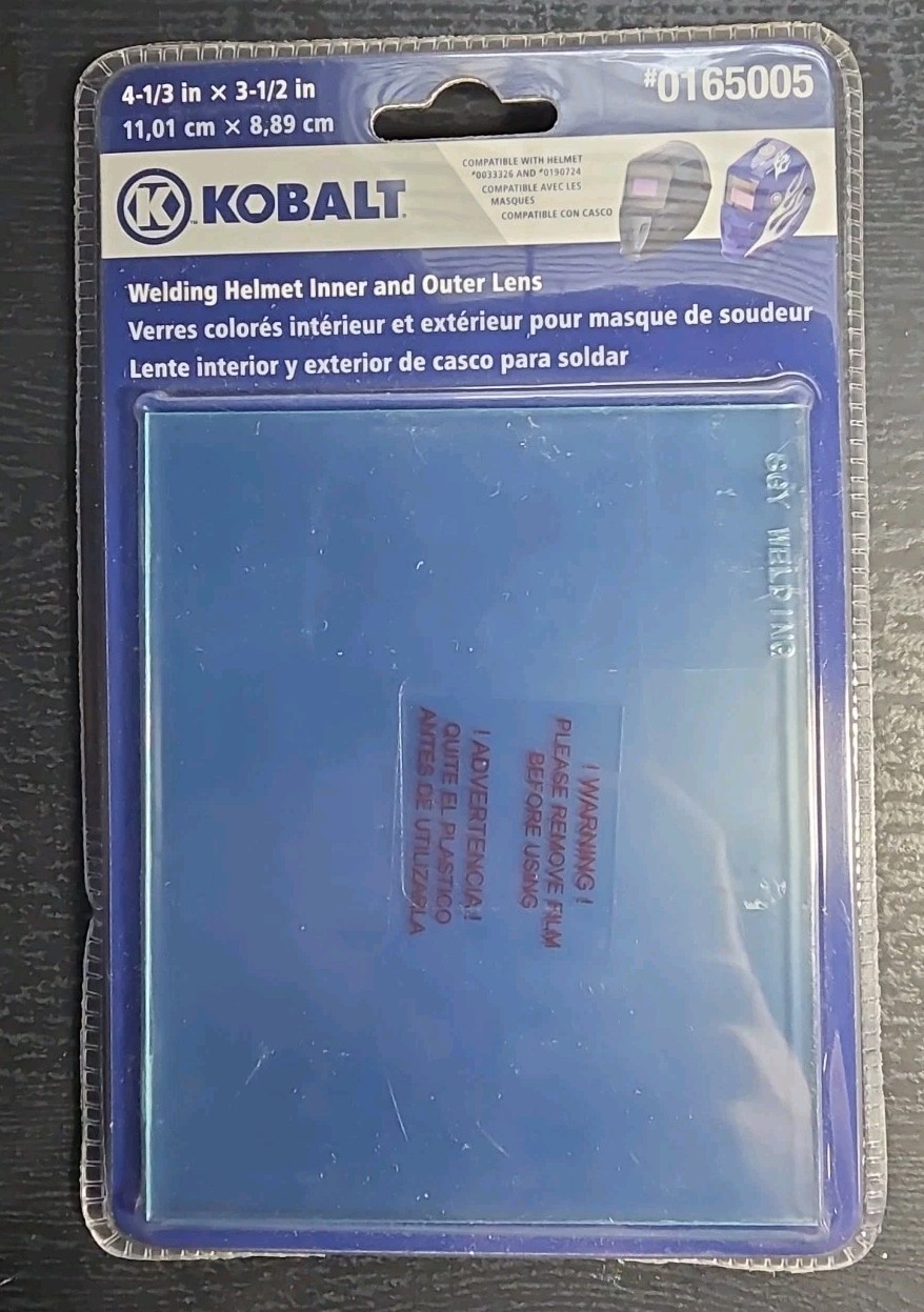 Kobalt Welding Helmet Inner and Outer Lens 4-1/3 in x 3-1/2 in 0165005 New