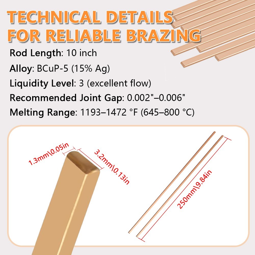 10-40 Sticks 15% Silver Brazing Rod BCuP-5 for HVAC & Industrial Applications