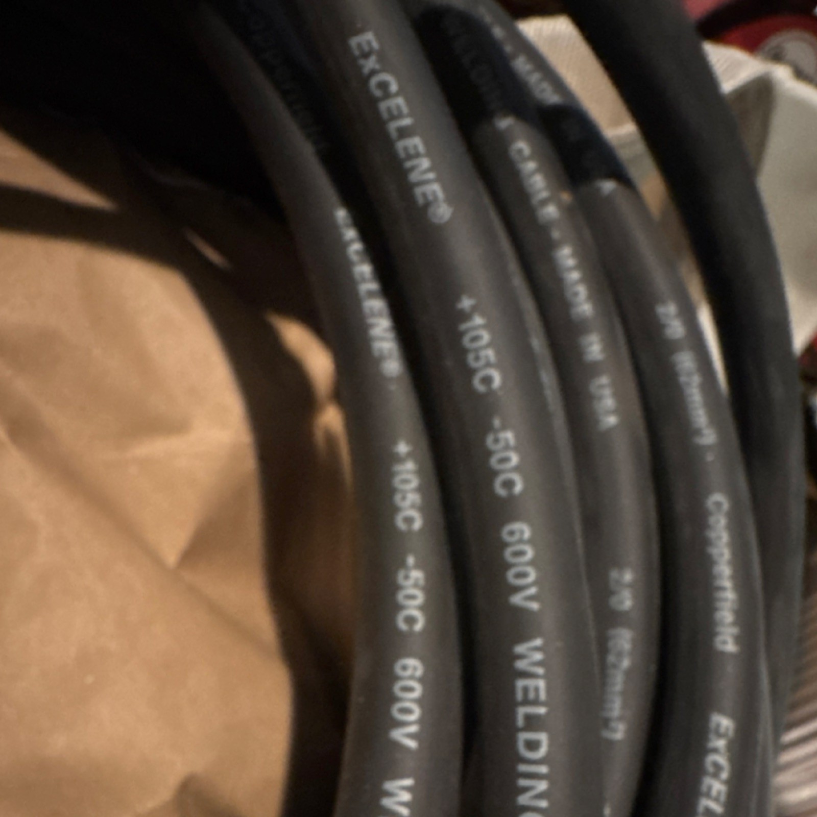 Tweco A-316 250A Electrode Holder w. 50’ Excelene 2/0 600v welding cable.