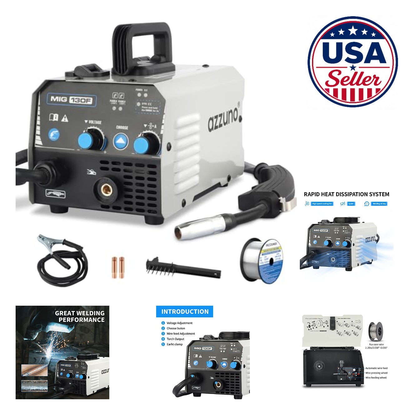 MIG Welder 110V 130A Flux Core Gasless Welding Machine IGBT Inverter Portable