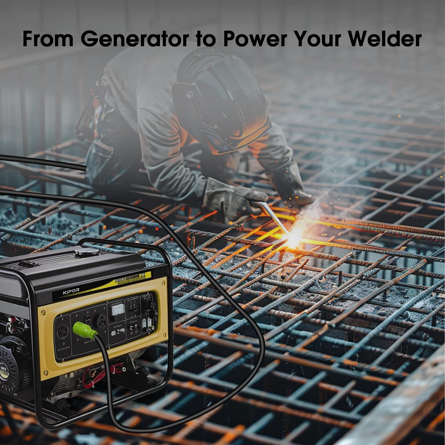 Generator to Welder Adapter Cord, L14-30P Twist-Lock Male to 6-50R Female, 4 Pro