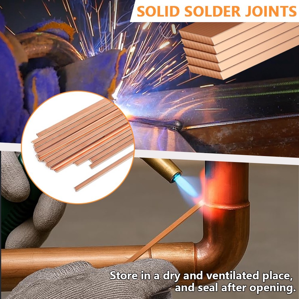 10 Pcs 15% Silver Brazing Rods BCuP-5 Welding Materials for HVAC Industrial Use