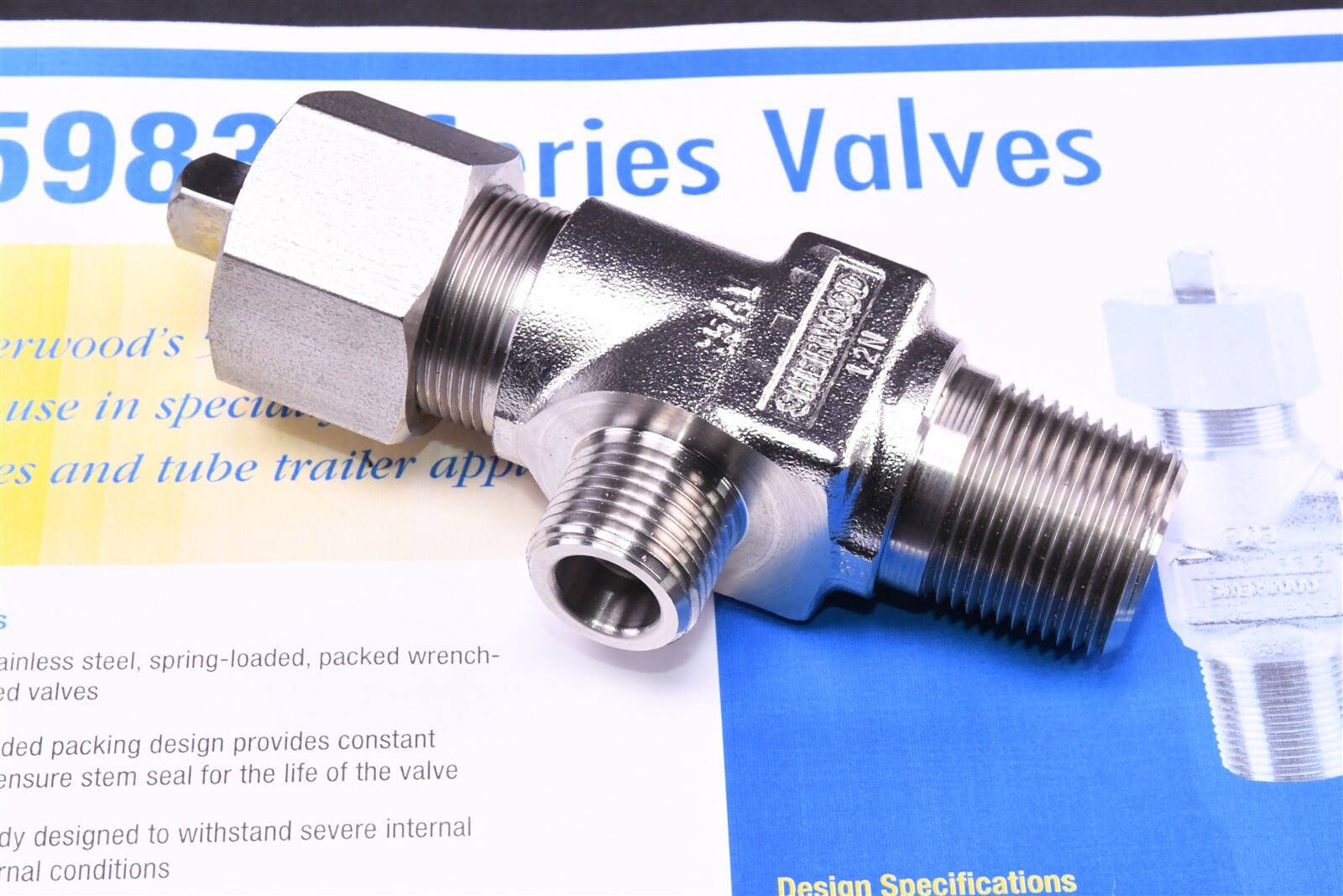 Sherwood 5983L Specialty Gas Corrosive Gas Valve CGA 350 Outlet 3/4-14 NGT Inlet