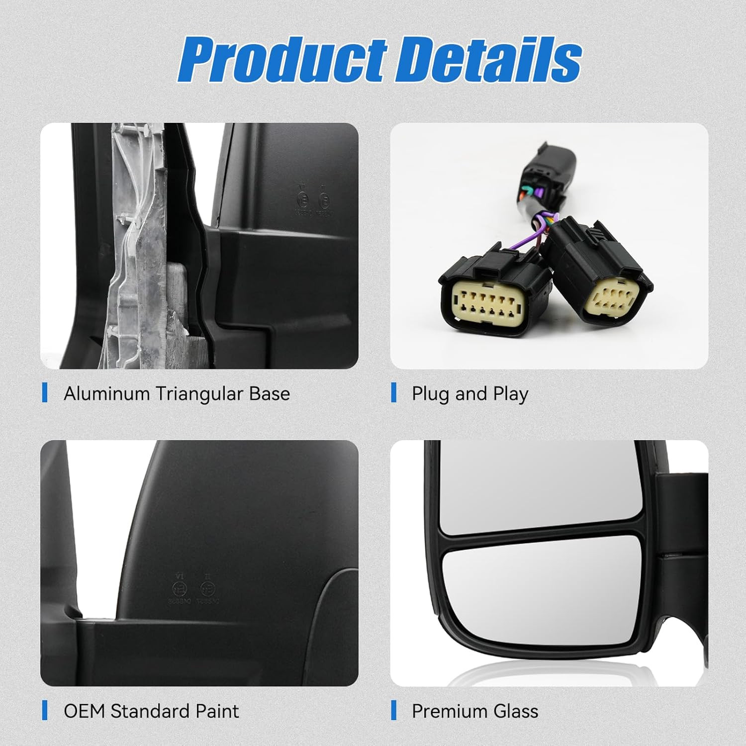 Side Mirror for Ford Transit 2015-2025, Driver Left Short Arm Front Door Mirrors
