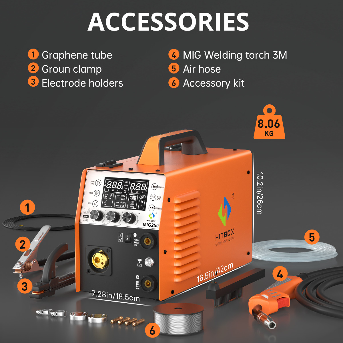 Aluminum MIG Welder 200A 220V MIG250 Welding Machine MIGGAS/GASLESS/Lift TIG/ARC