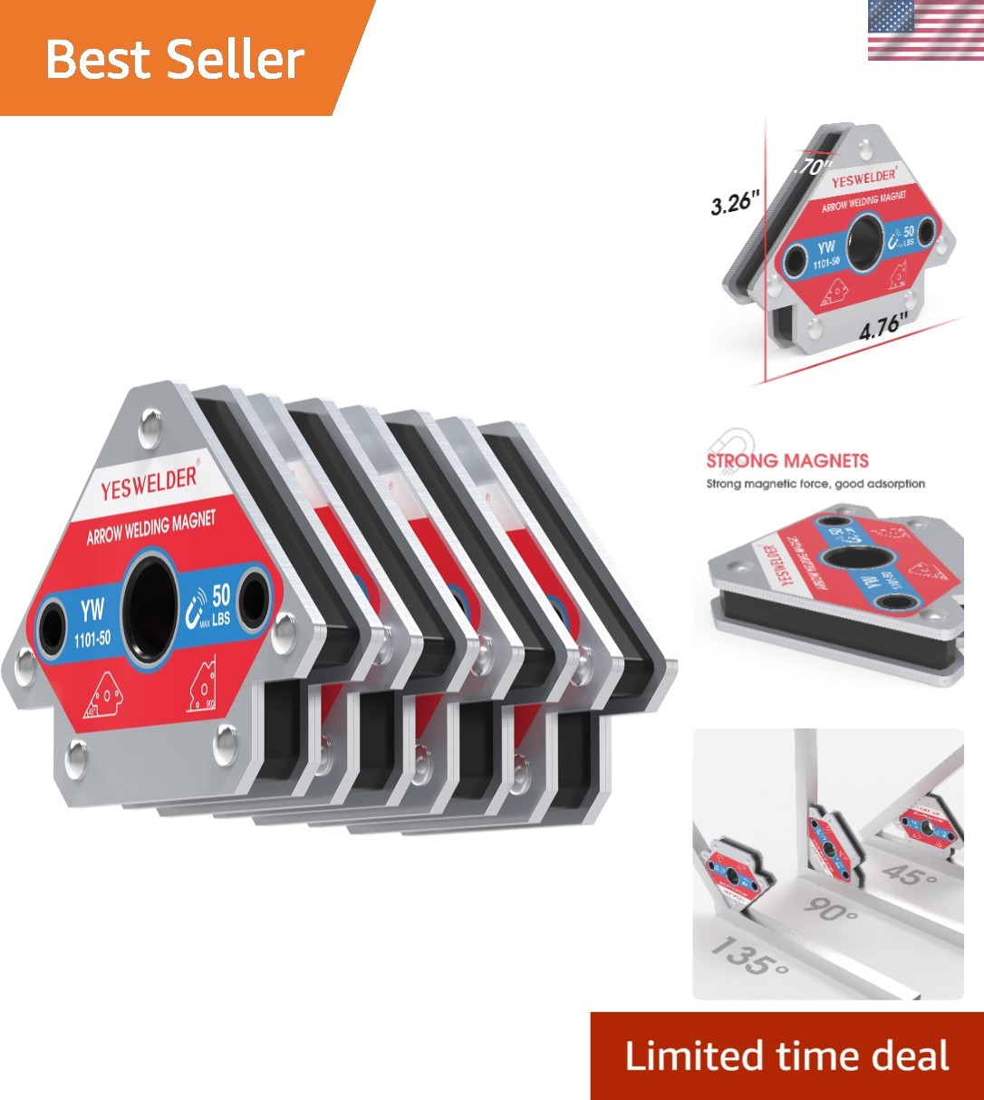 Versatile 50 LB Welding Magnet Set – 4 Heavy-Duty Holders for Pros
