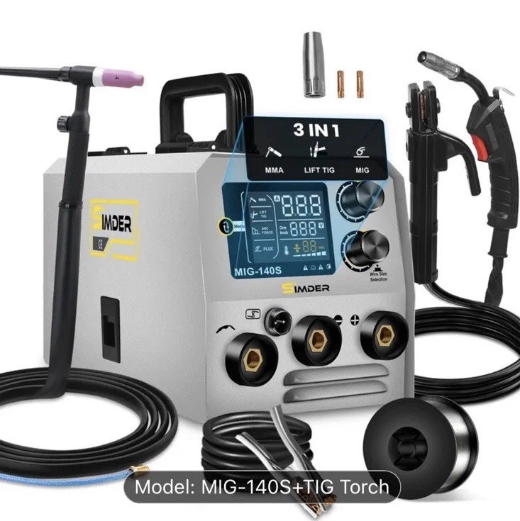 SIMDER 140S,110 V,3 in 1 Welding Machine MIG/MMA/TIG Welder, TIG Torch included