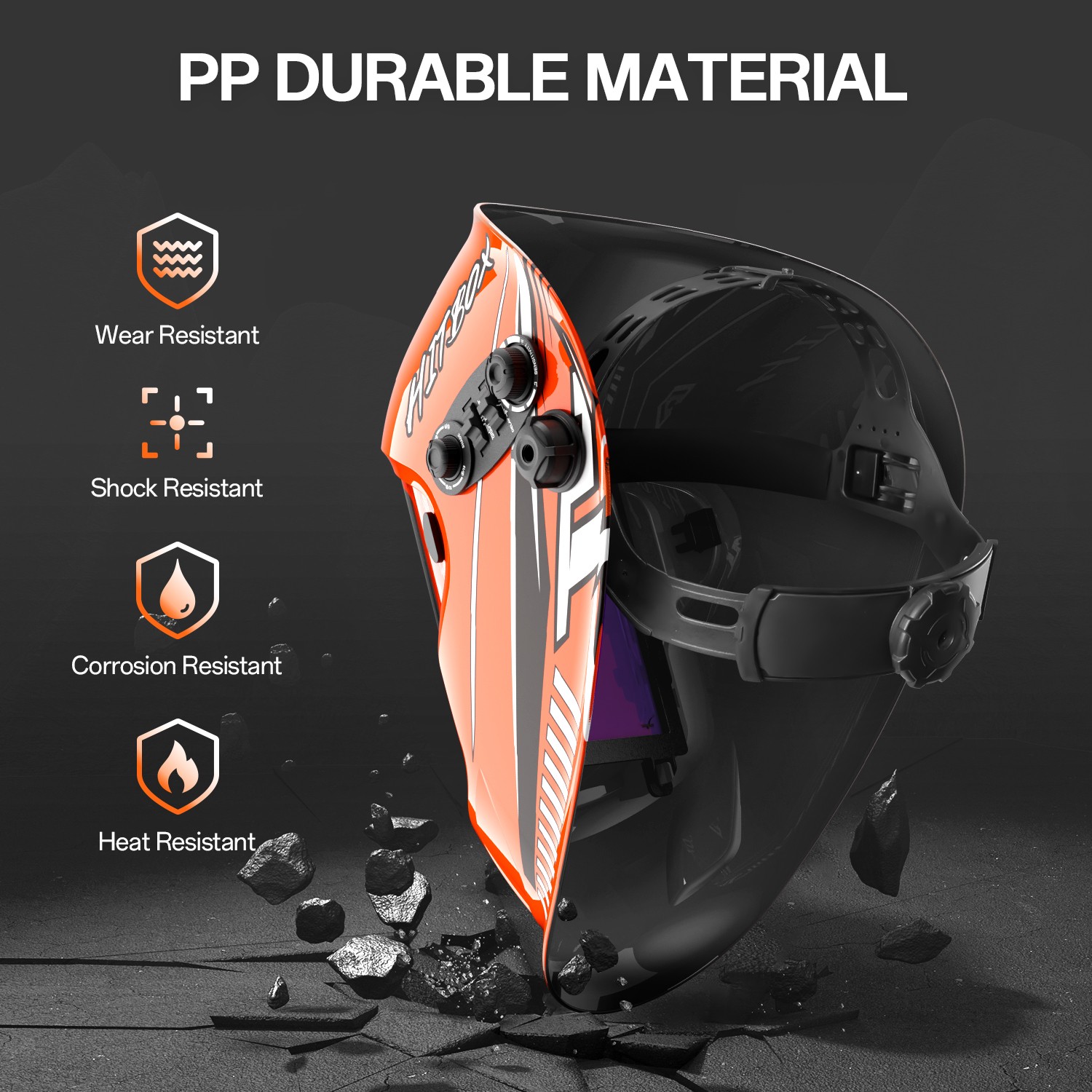 HITBOX True Color Auto-Darkening Welding Helmet Large View Welder Hood Mask NEW