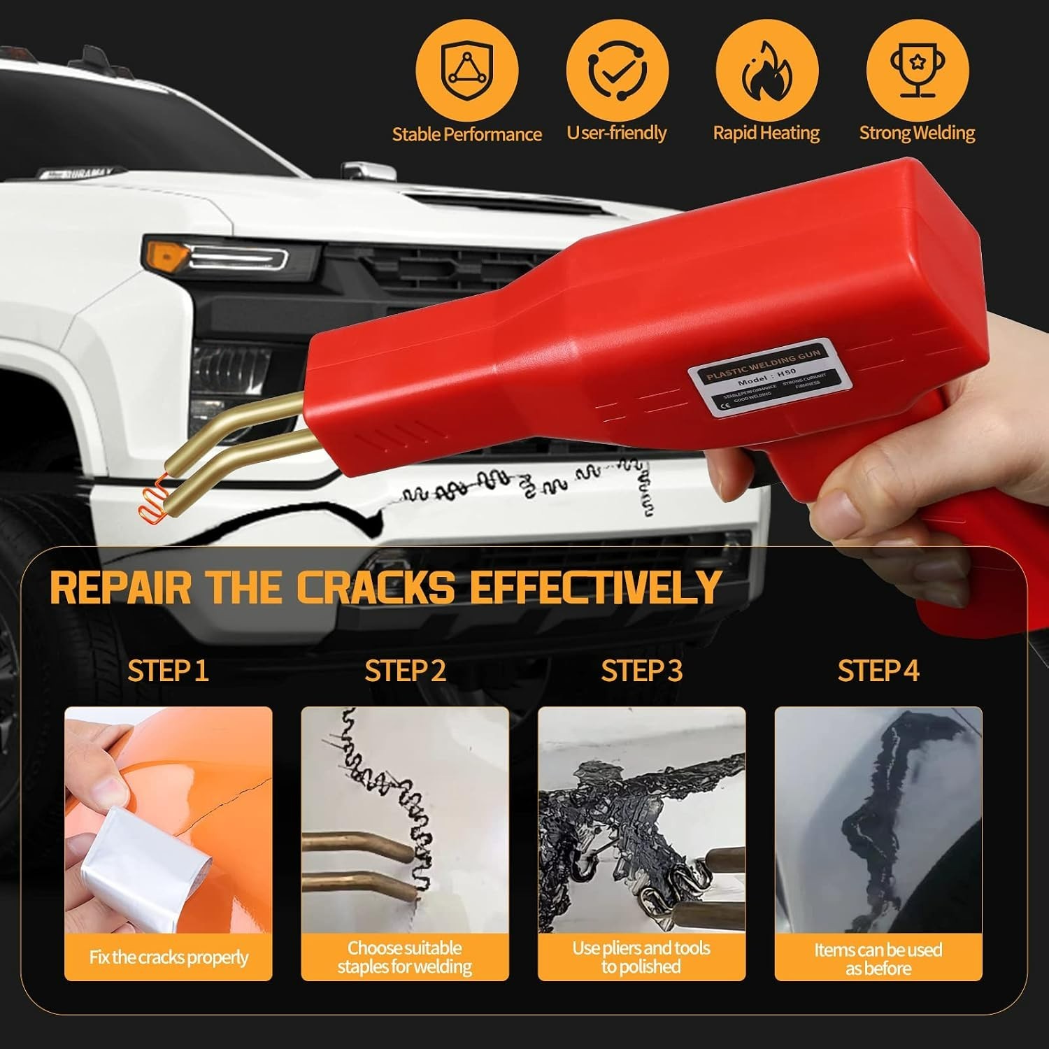 Professional Plastic Welding Kit: 50W Machine & 1050 Durable Staples Included