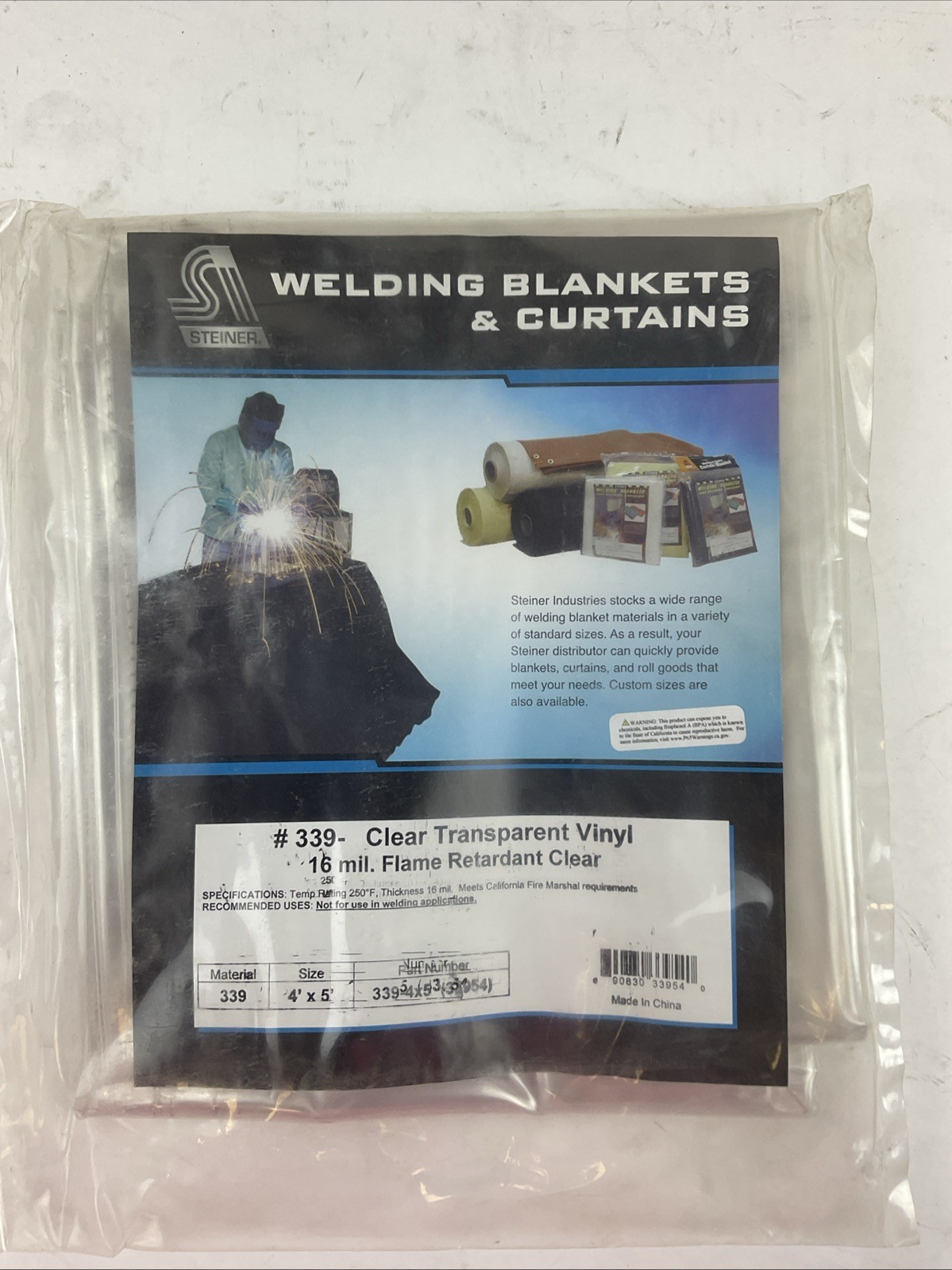 STEINER WELDING BLANKETS & CURTAINS 339-4×5 (33954) SIZE 4′ X 5′ MATERIAL 339