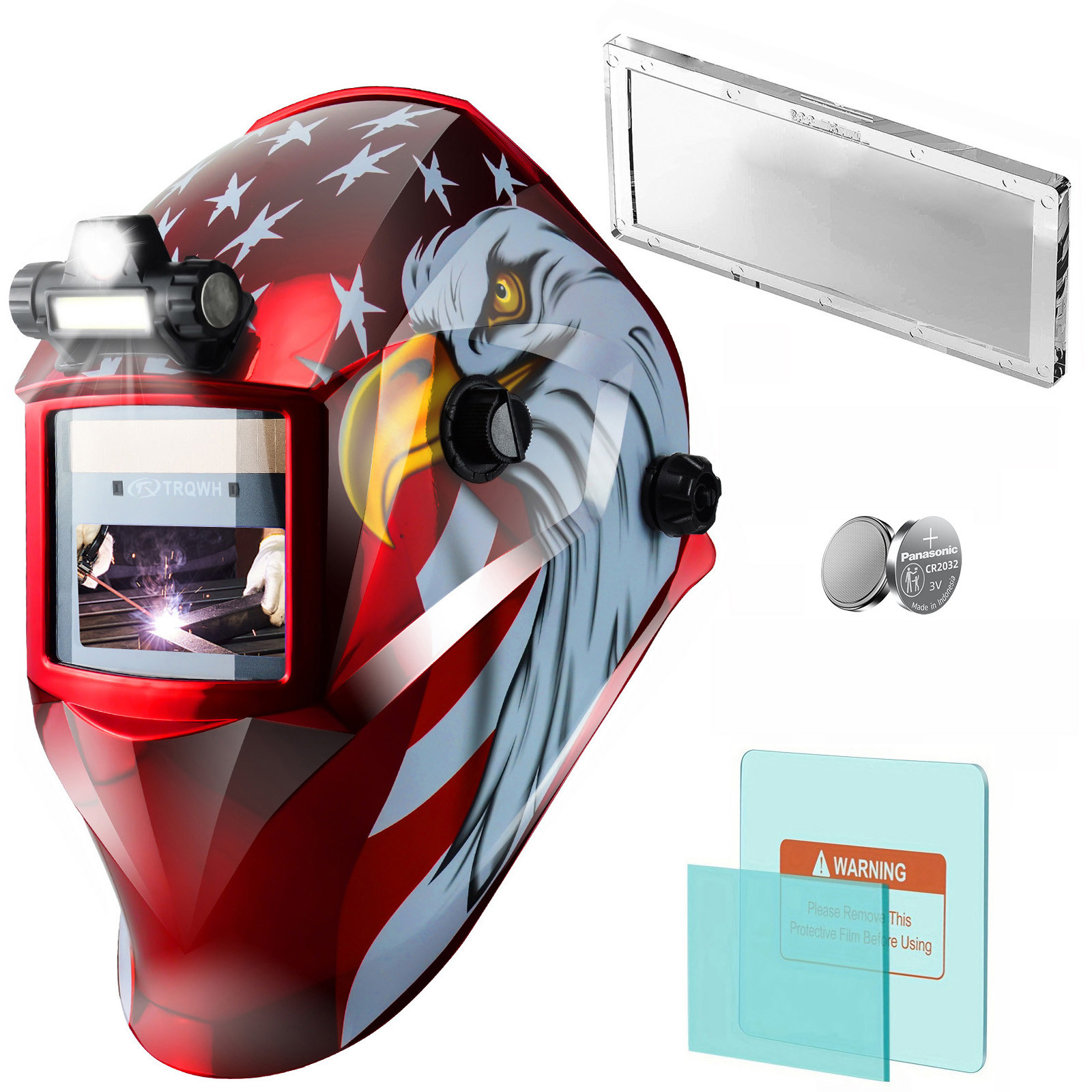 TRQWH Welding Hood Auto Darkening Welding Helmet With 3.0 Diopter Magnifying Len