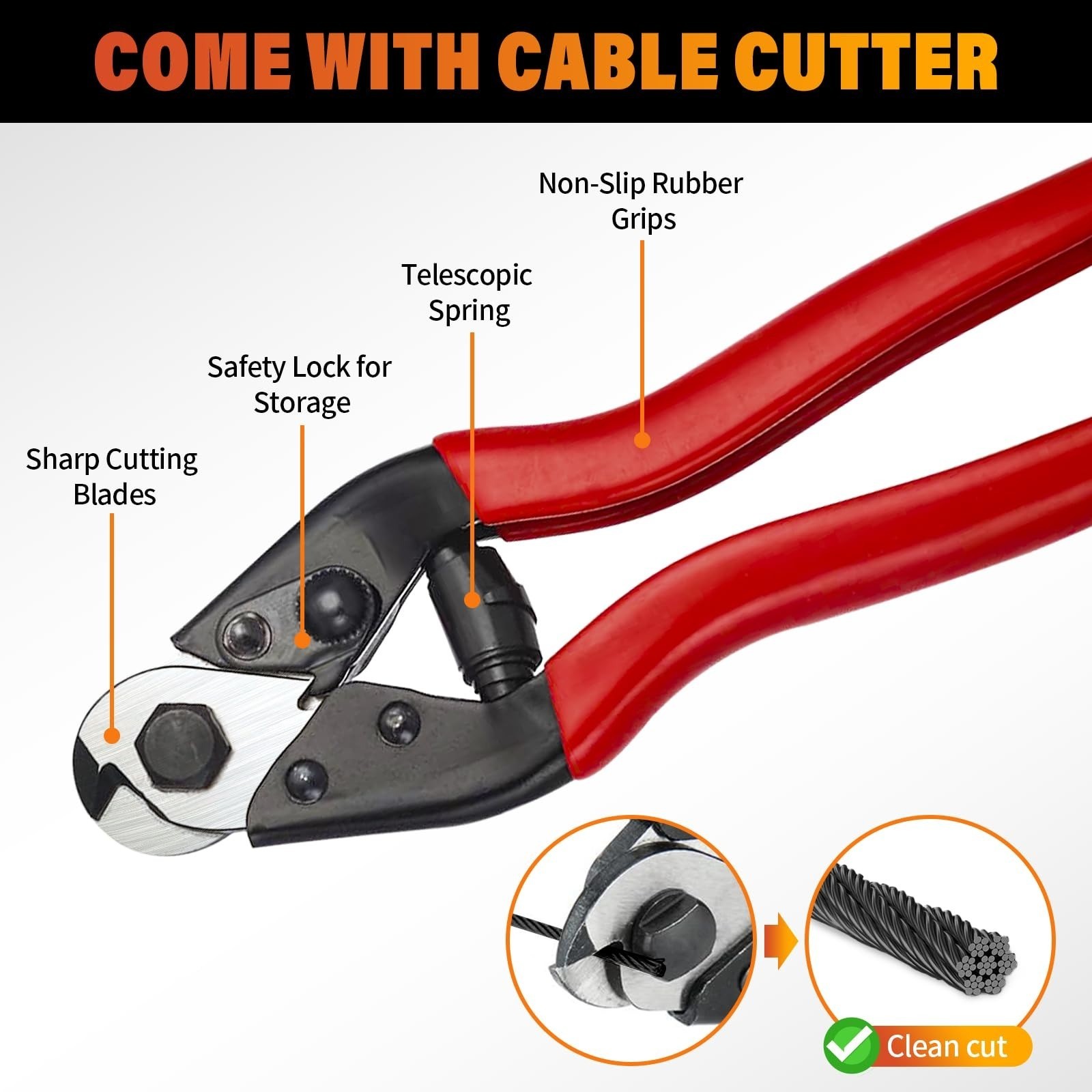 CELYND 500FT 1/8″ Black Stainless Steel Cable for Railing with Cutter