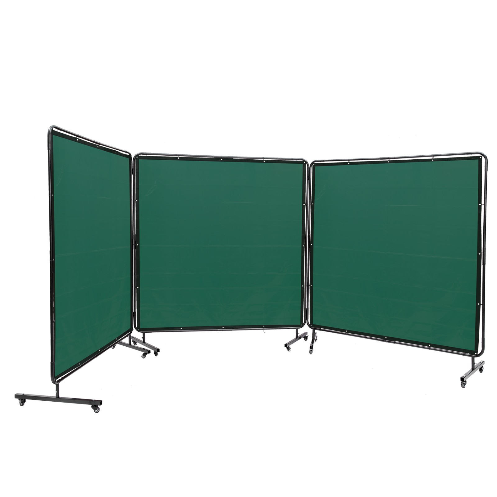 Uimoso Three-Panel Welding Screen with Frame, 6′ x 6′, Includes 12 Wheels