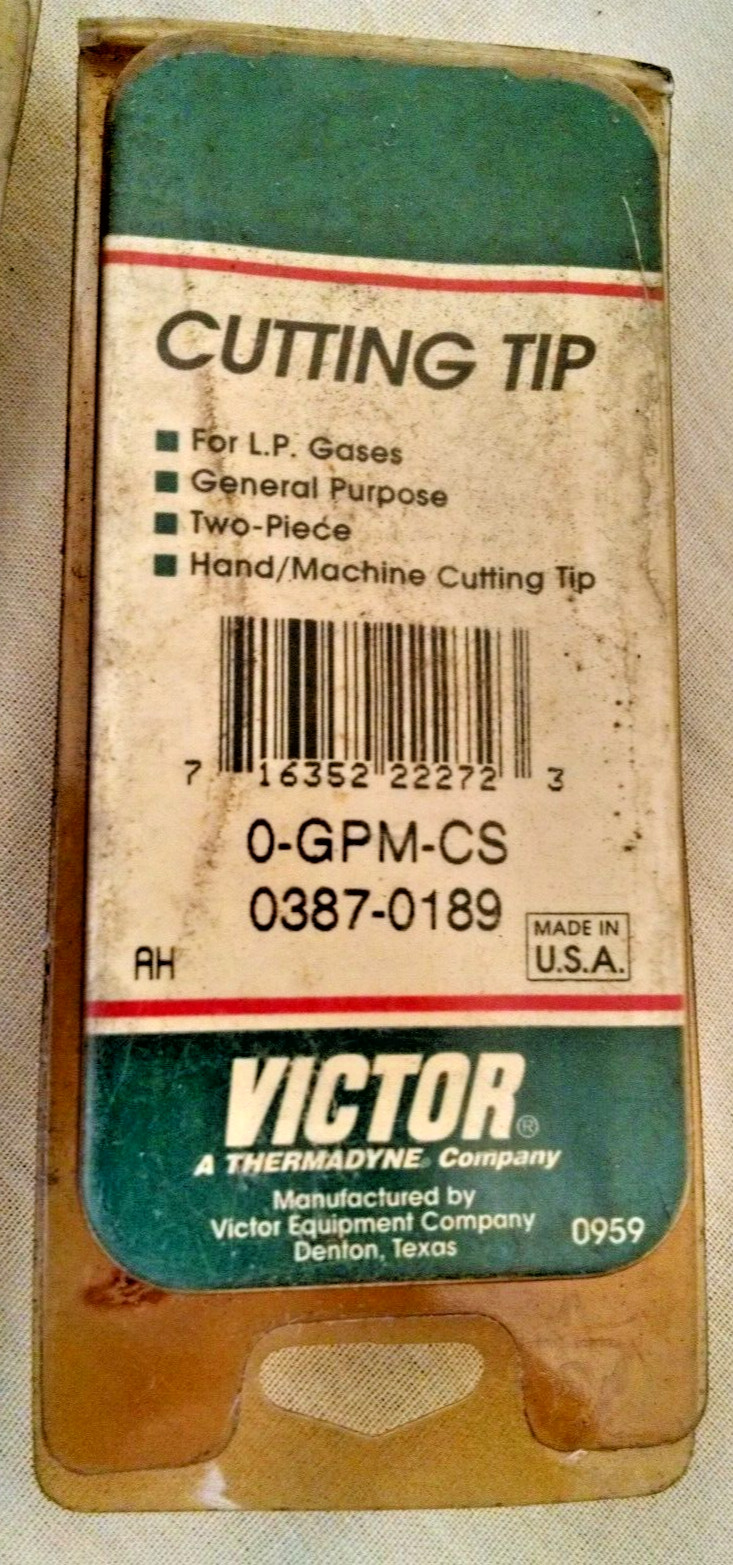 CUTTING TIP 0-GPM-CS 0387-0189 VICTOR LP GASES SET 3 WELDING GENERAL PURPOSE.