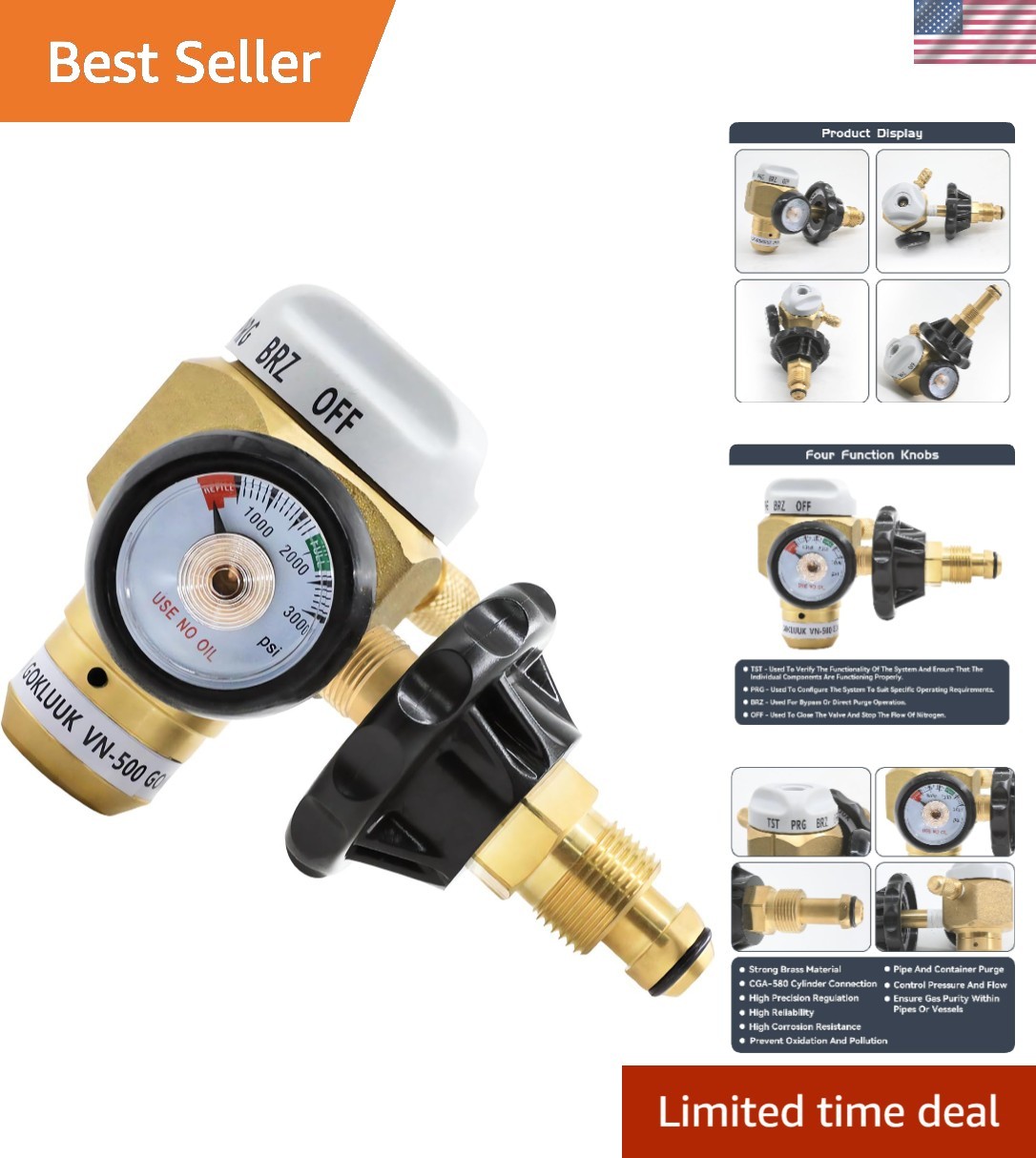 Hybrid Nitrogen Purge Control Valve VN-500 – Precision Flow & Pressure Regulator