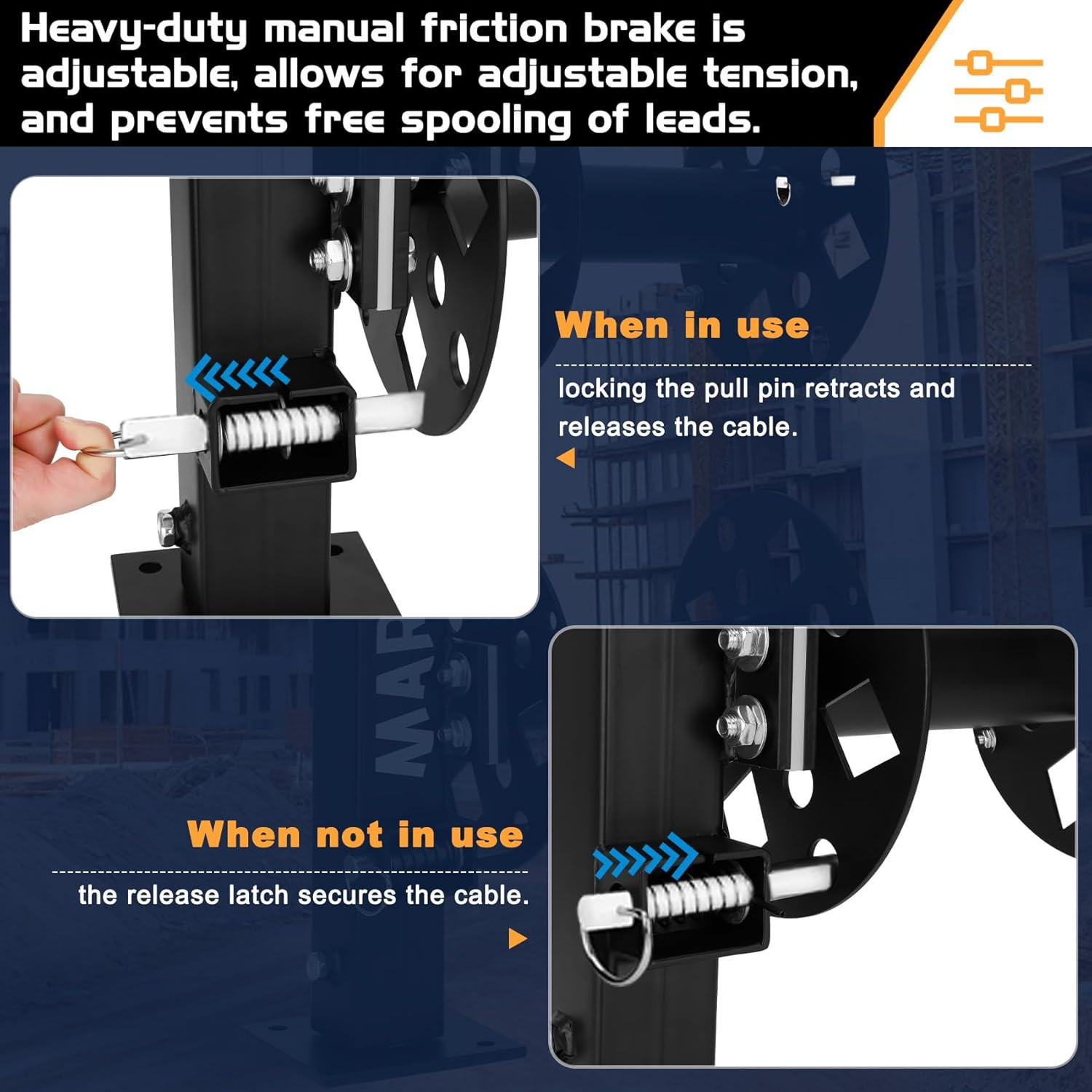 Heavy Duty Double Welding Cable Lead Reel, 360-Degree Adjustable Swivel Base, 10