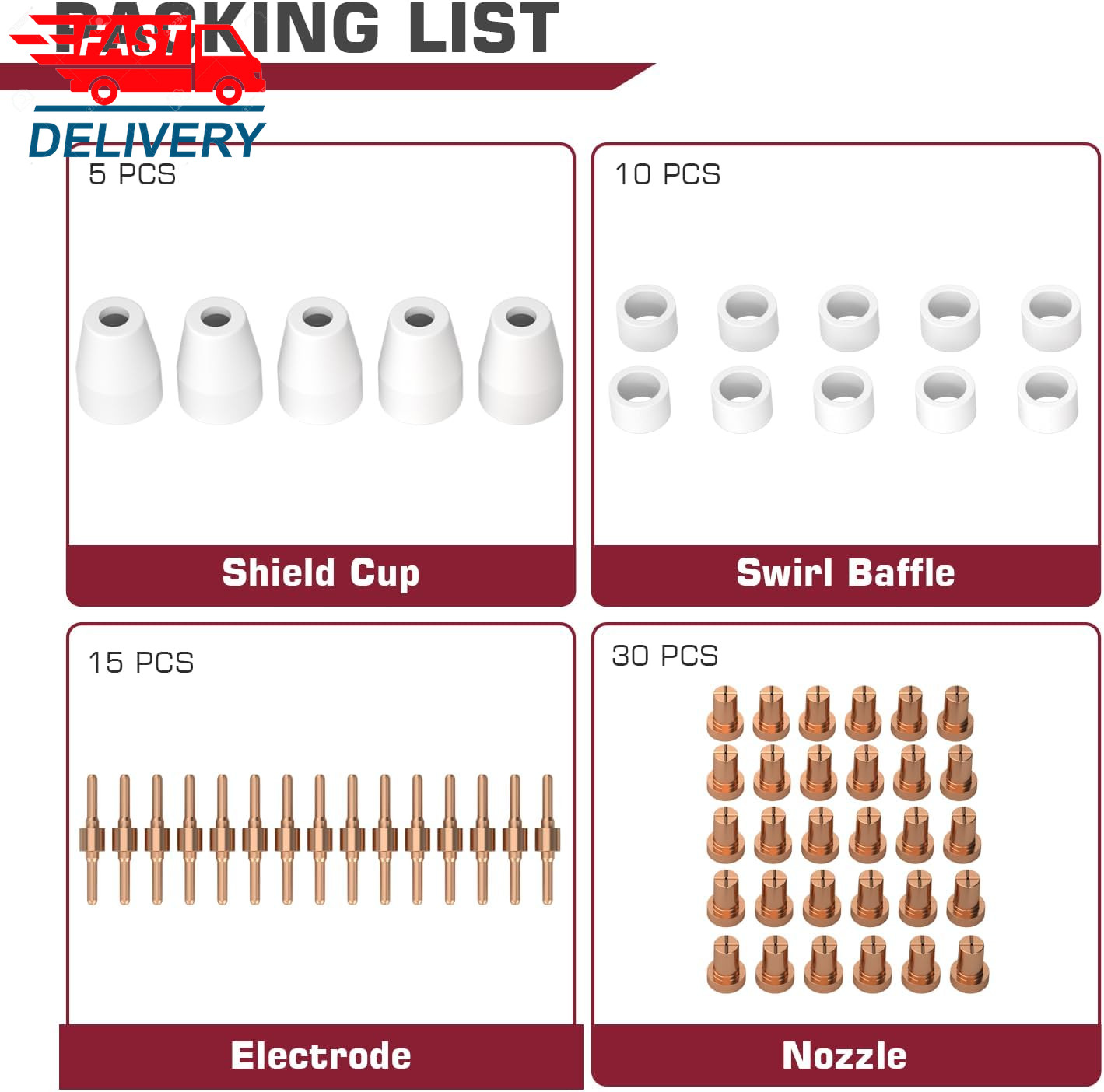 60PCS PT31 Plasma Cutting Consumables Fit CUT-45 CUT-50 CT-312 MIG205MP 👌