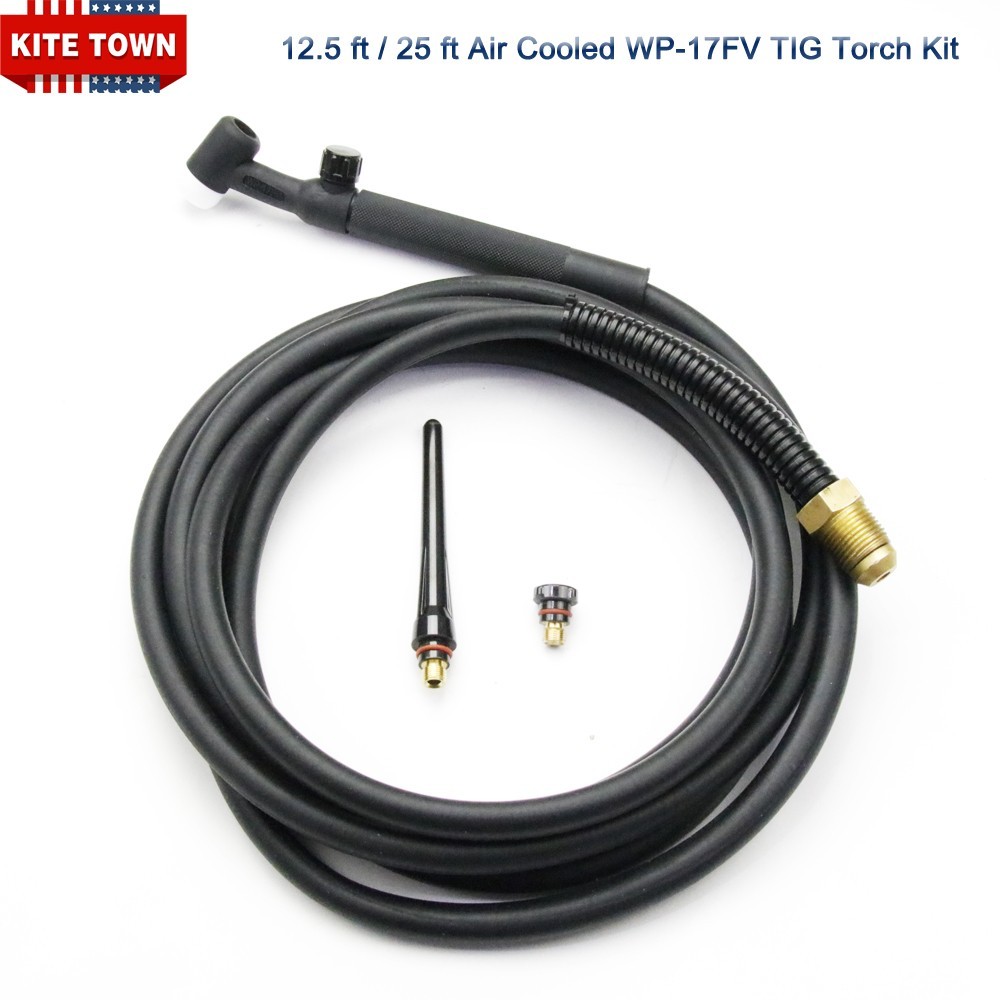12.5 Ft /25 Ft Air Cooled TIG Torch Kit Flex Valve Rubber 150A WP-17FV