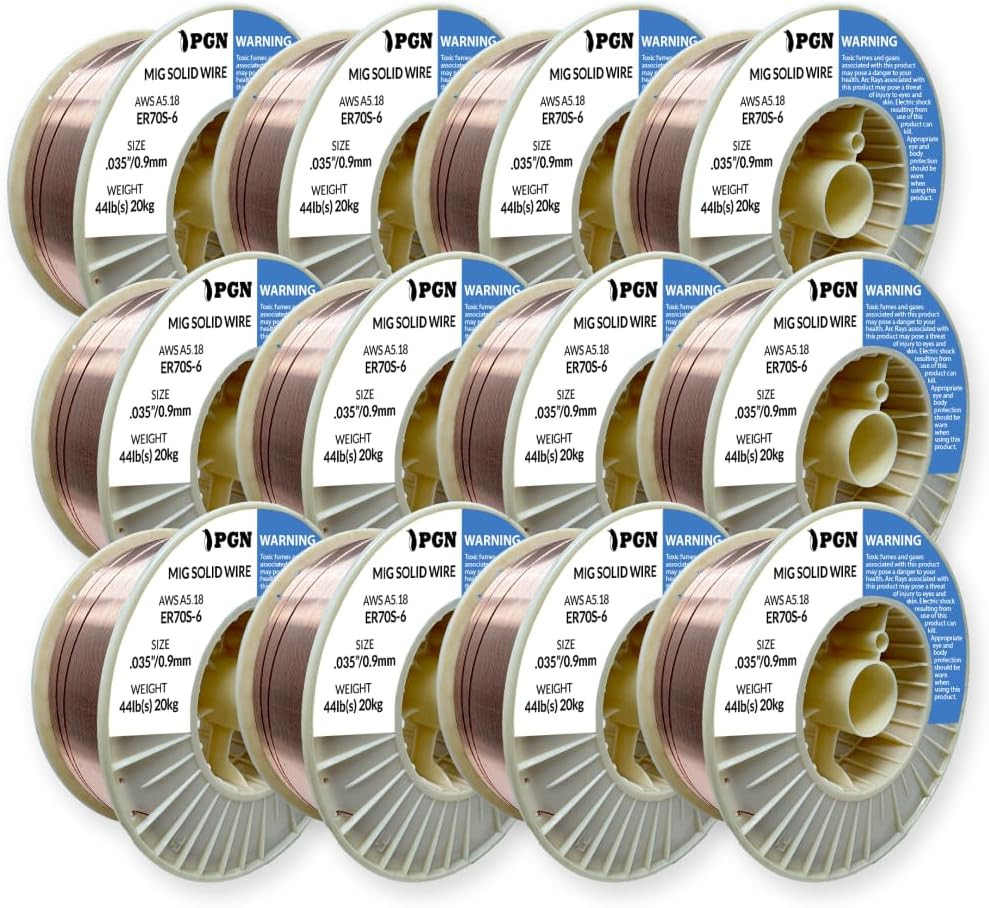 PGN Solid MIG Welding Wire – ER70S-6 .035 Inch, 44 Pound Spool – Mild Steel MIG
