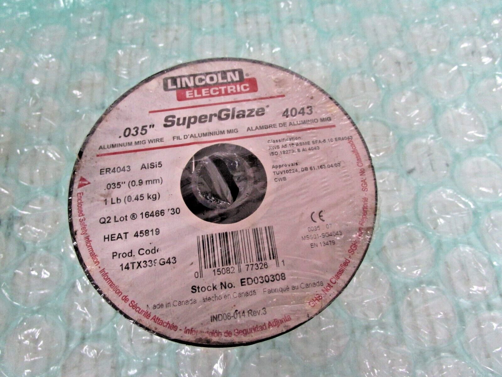 Lincoln Electric Super Glaze Aluminum Wire Spool 1lb. .035″ 4043