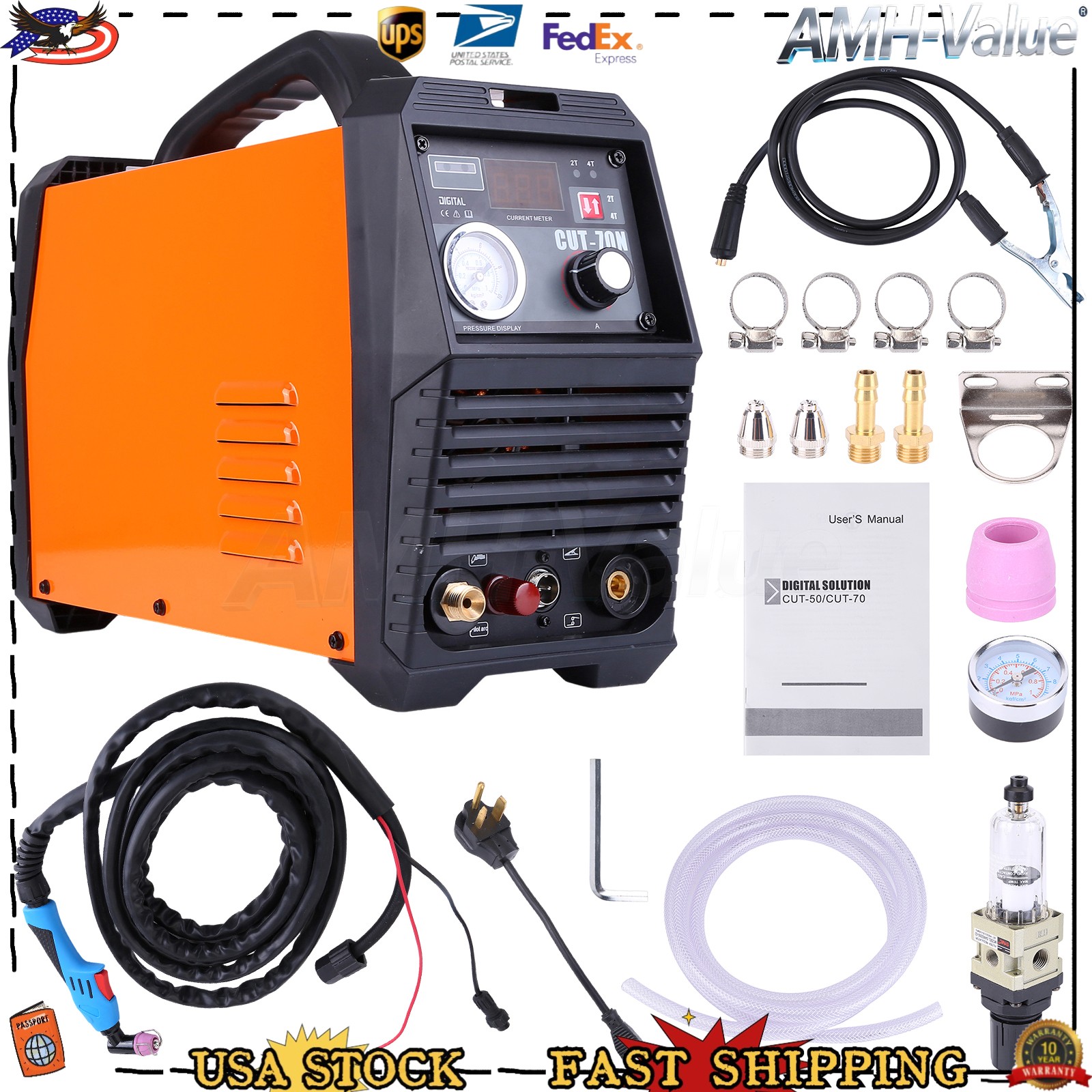 CUT-70N 50Amp HF Plasma Cutter, 110/220V Non-Touch Pilot Arc Cutting Machine New