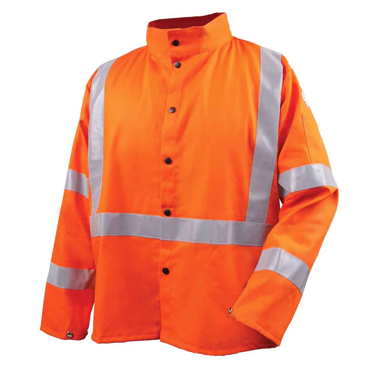 Black Stallion JF1012 FR Cotton Welding Jacket-FR Reflective Tape Orange 2X-LRG