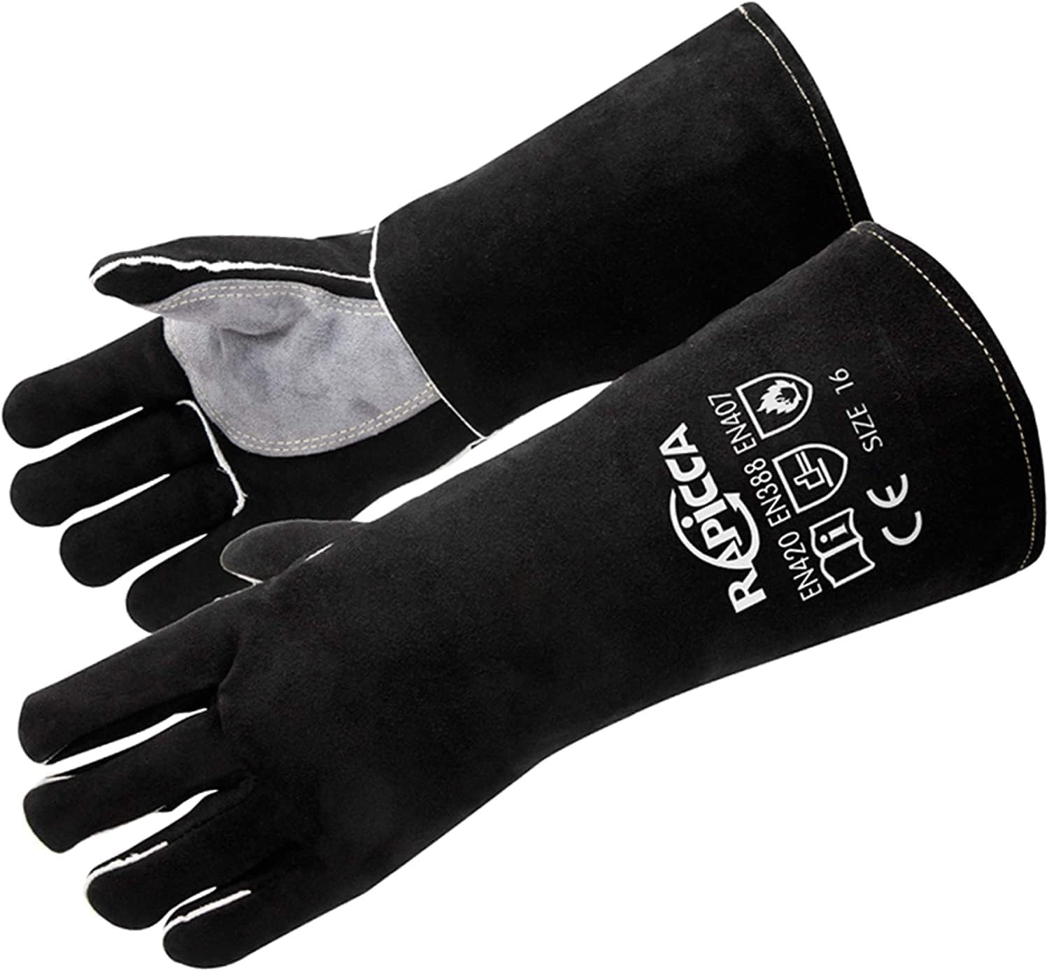 RAPICCA Fireplace Gloves Fire Heat X-Large (Pack of 1), Black(length 14in)