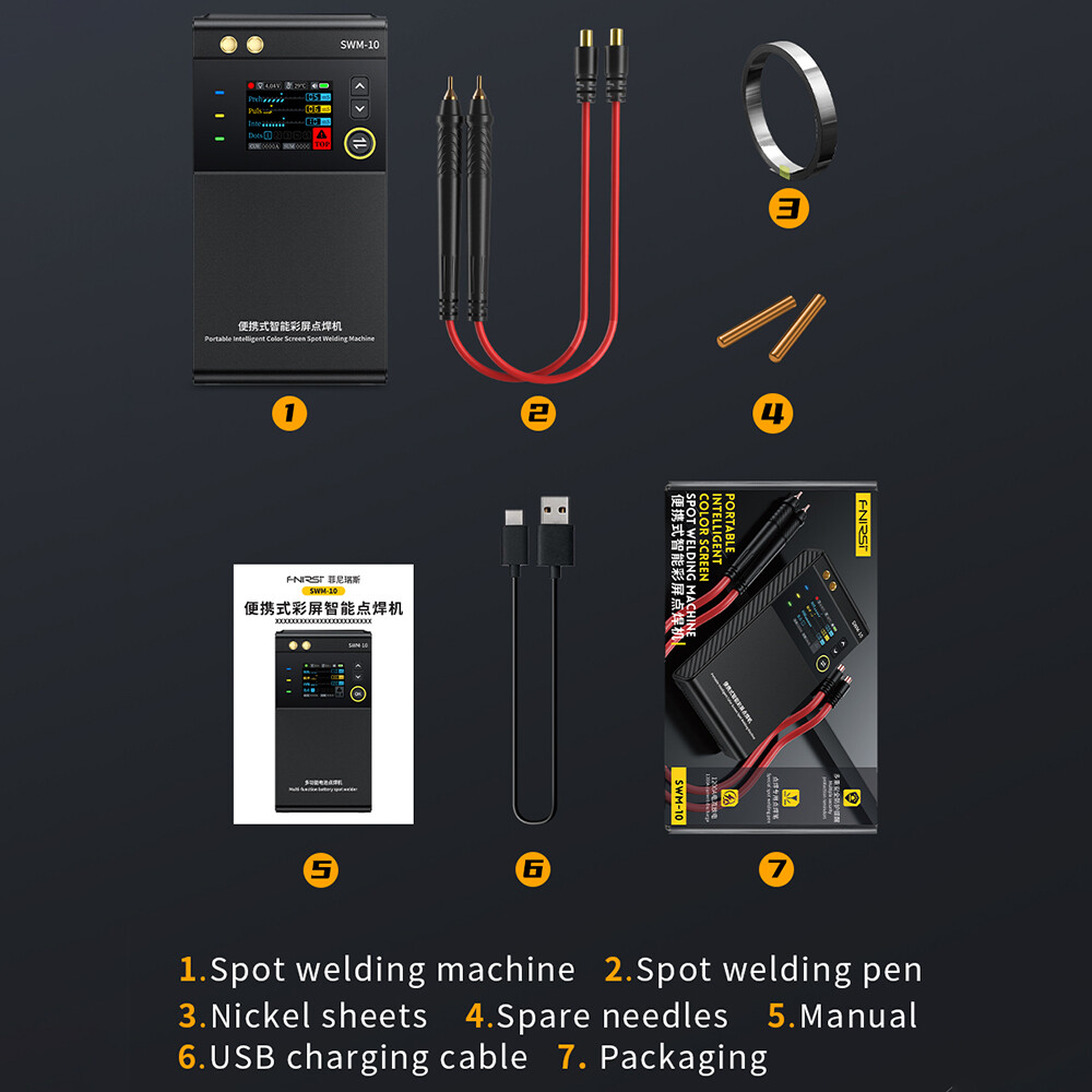 FNIRSI SWM-10 18650 Battery Welding Machine Portable Spot Welder Tool W/ Display