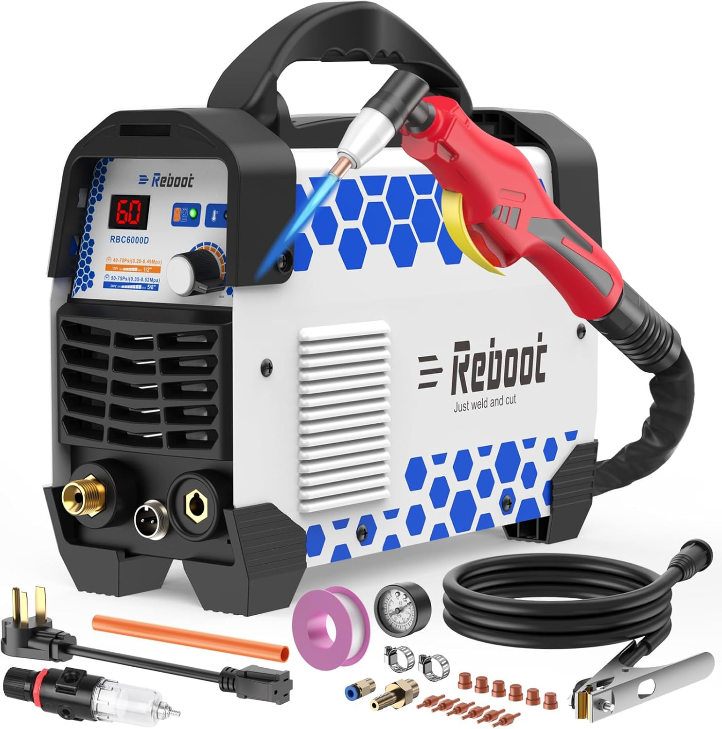 Reboot 60A Plasma Cutter Dual Voltage 120V/240V, 1/2″ Clean Cut IGBT Inverter, P