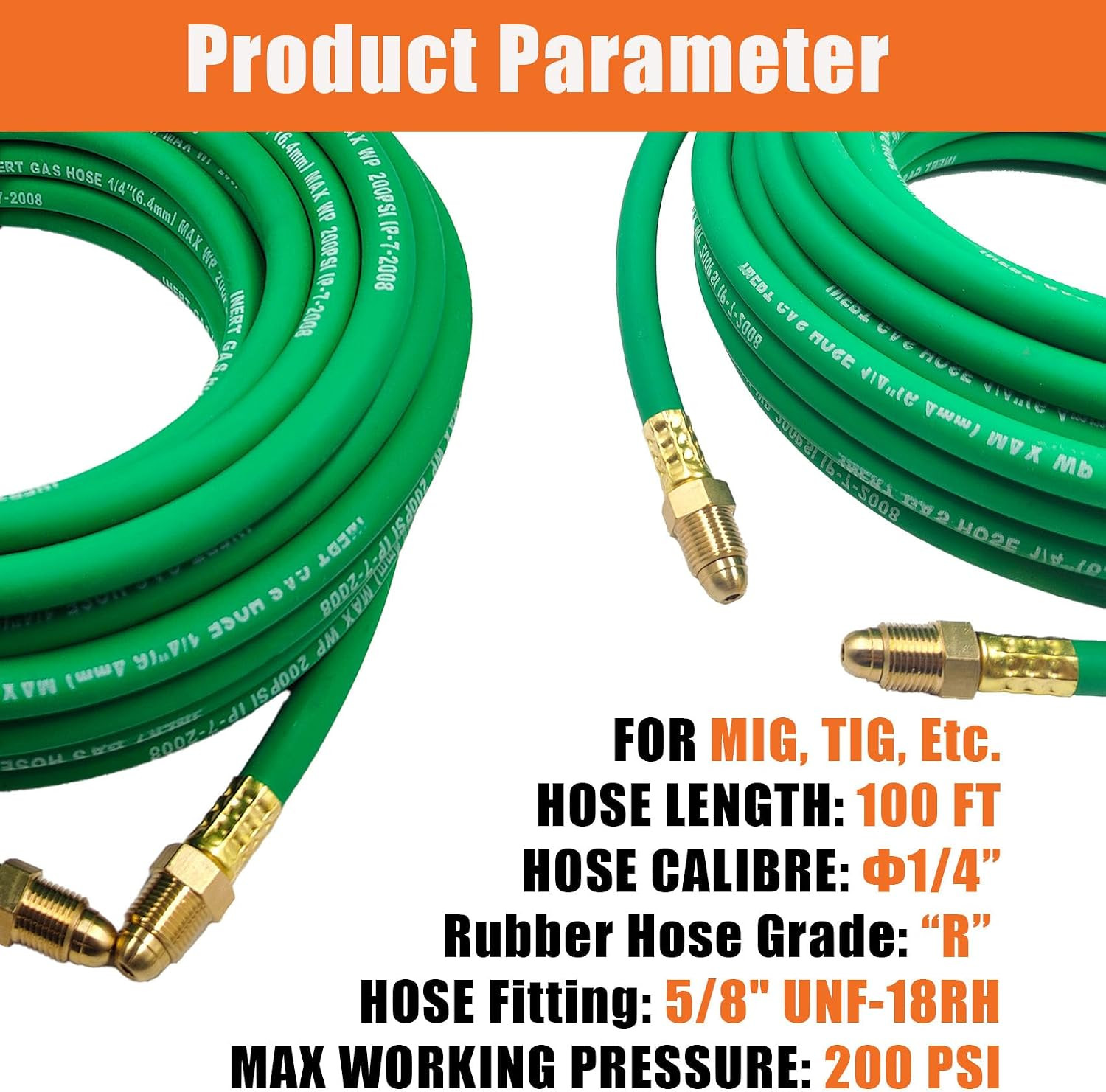 100FT Argon Gas Hose, Inert Gas Welding Hoses for MIG/TIG Welding Regulator, Arg