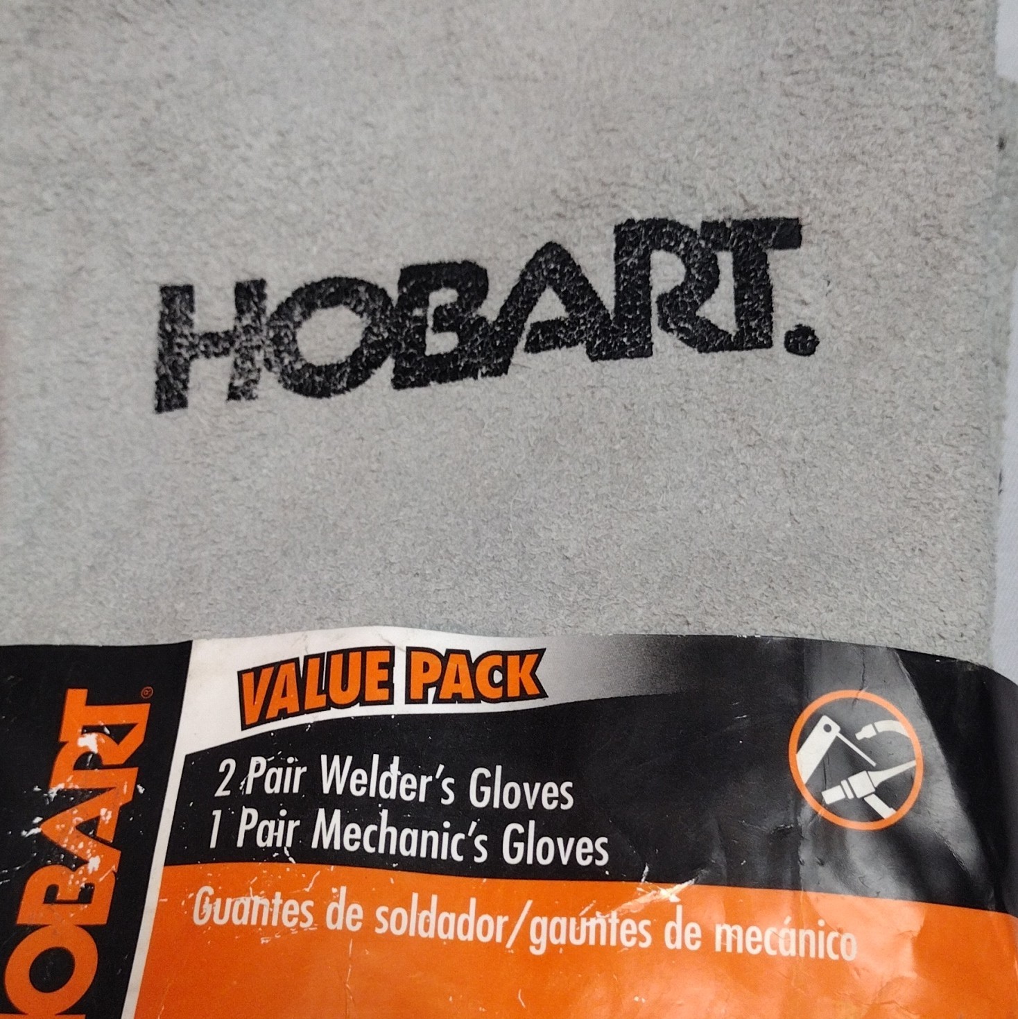 Hobart Leather Welding Gloves Value Pack Gray Gauntlet Cuff L 770408 2Pair
