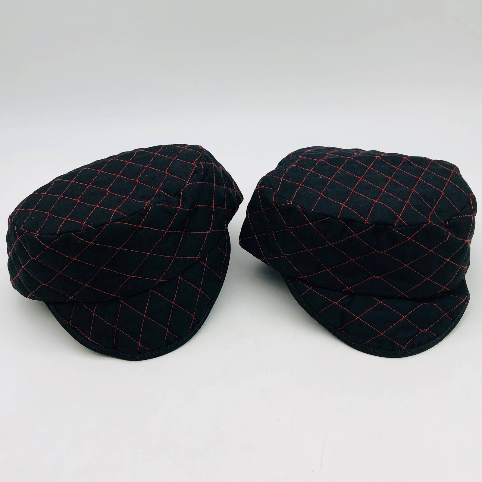 Guard Line 490714 Welders Skull Cap Quilted Black Red Cross Stitching 7in 2pk