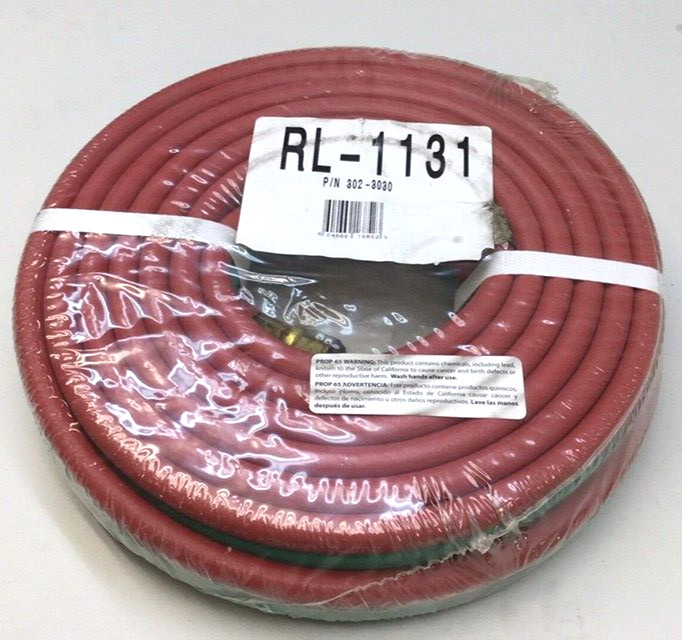 Fastenal Type RL-1131 Oxygen Acetylene Welding Hose 302-3030 1/4″ 25Ft Length