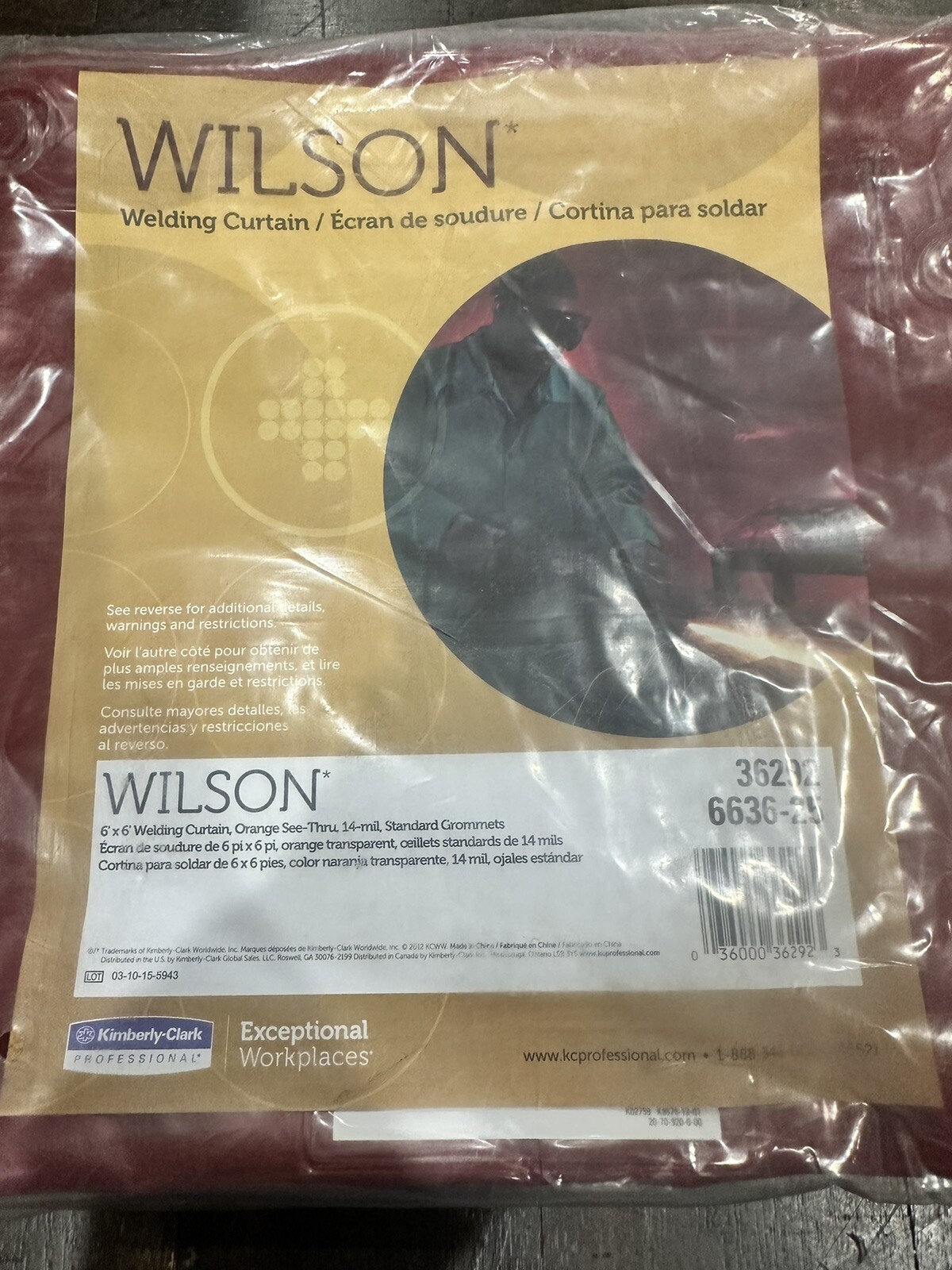 LOT OF 8-Wilson Industries 138-36292 14Mil Orange See Thru Welding Curtain 6’x6’