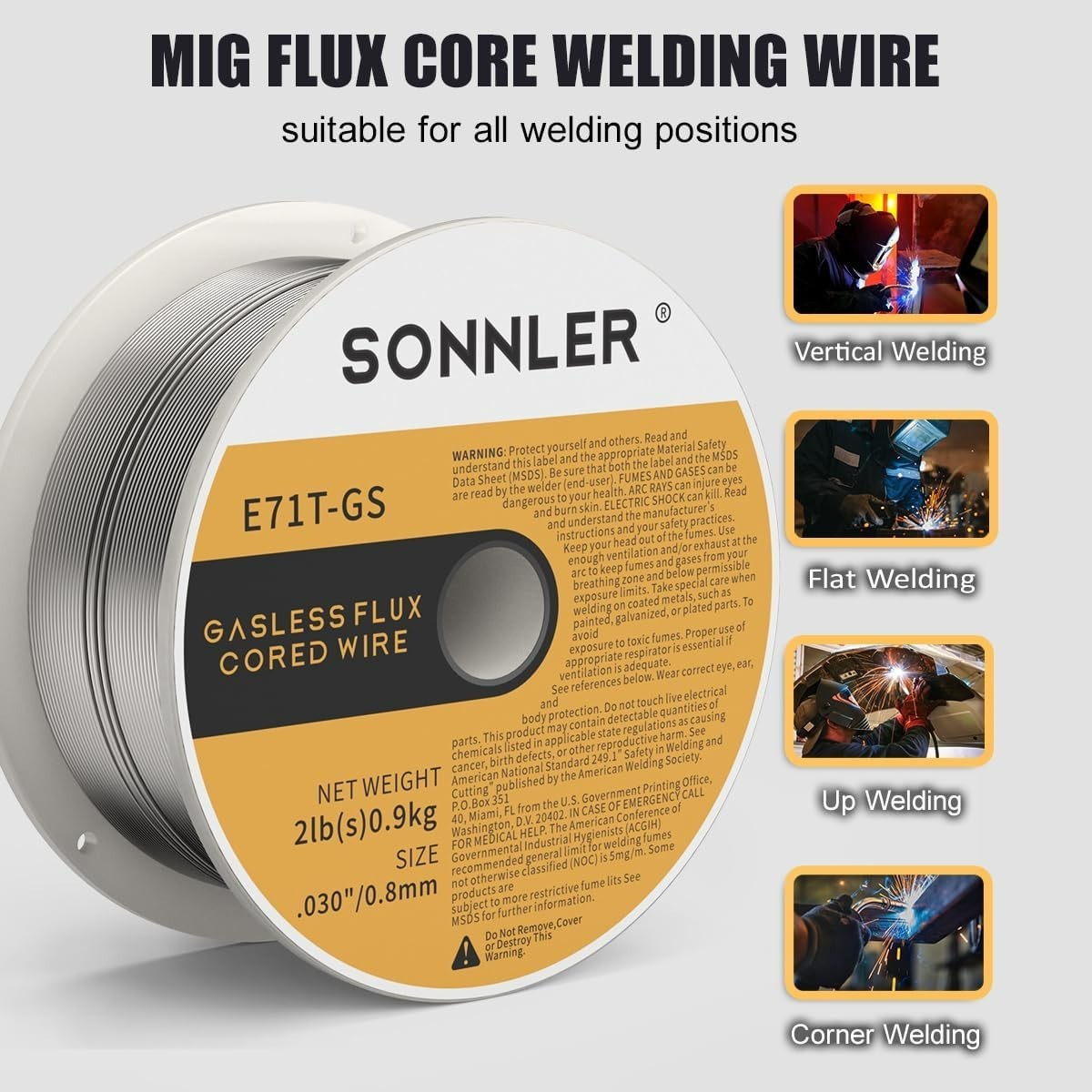 3 Pack of 2lbs E71T- Low Splatter Flux Core Welding Wire for MIG Efficiency