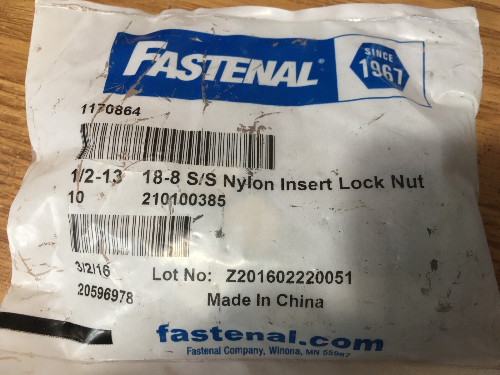(10) 1/2″-13 Grade 18-8 NE Stainless Steel Nylon Insert Lock Nut