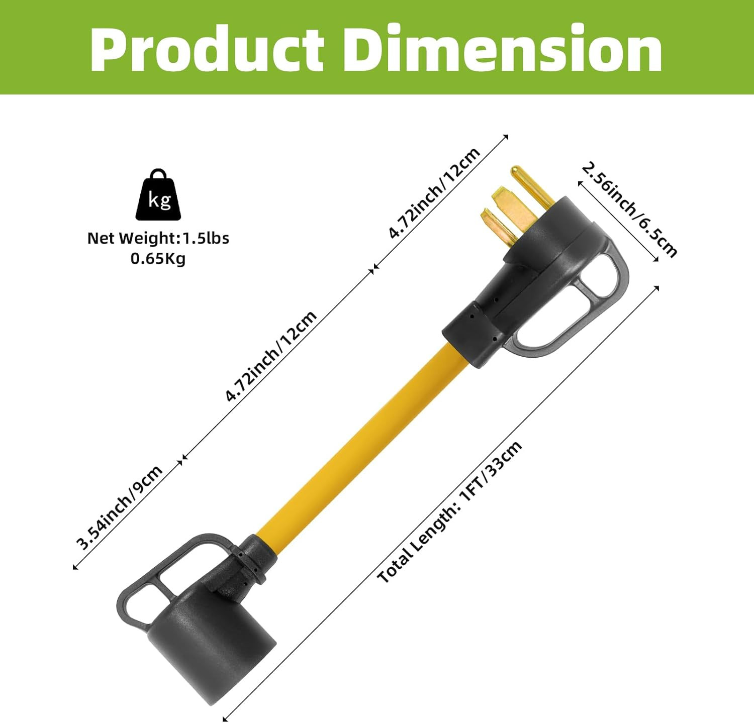 NEMA 14-30P to 6-50R Welder Adapter Cord for Dryer Outlet, 30 Amp 4-Prong to 50