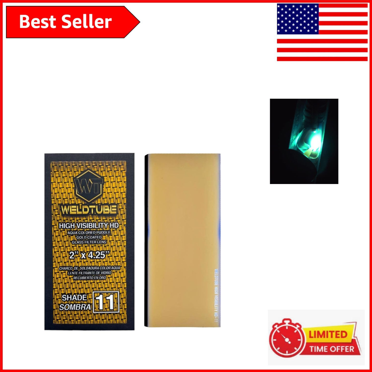 Universal Fit High Visibility Welding Lens with Gold Coating for Eye Safety