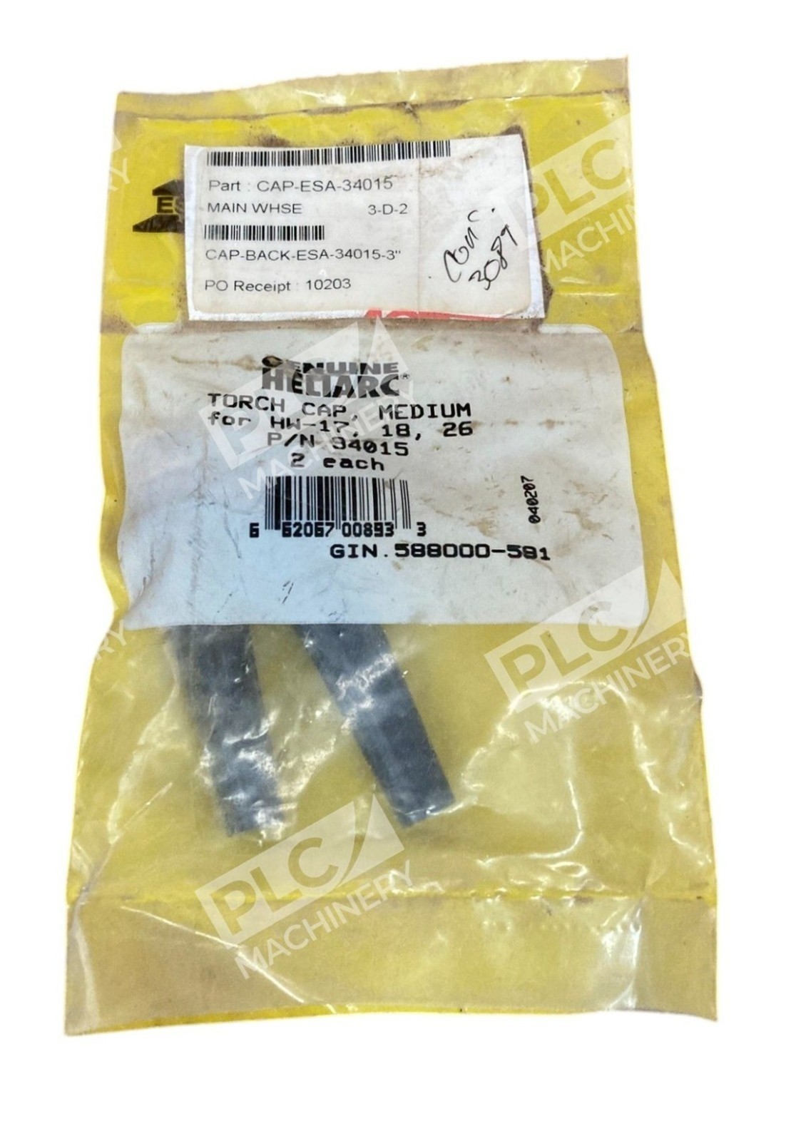 Heliarc Medium Torch Cap For HW-17, 18, 26 34015 (Bag of 2)