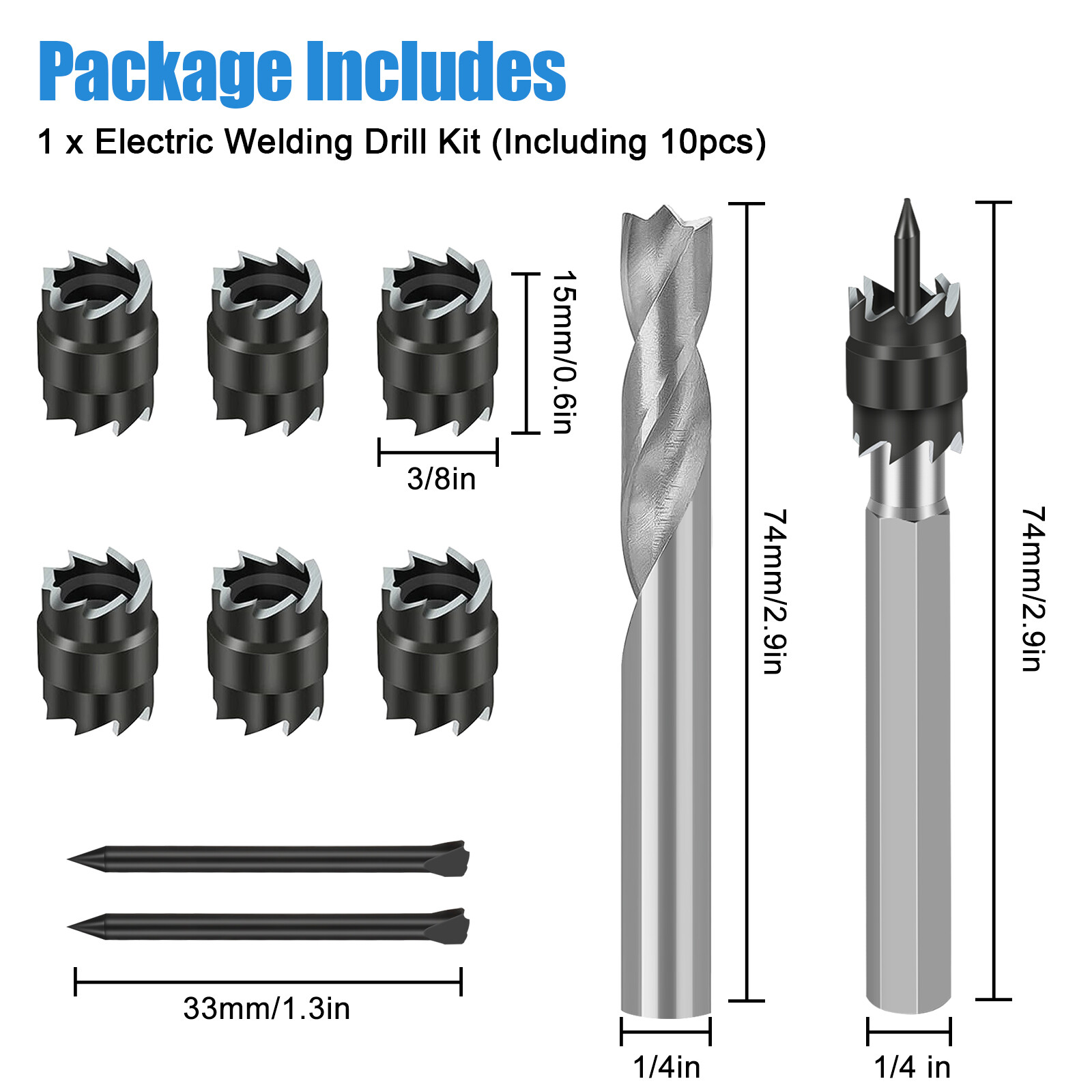 10Pcs/Set 3/8″ Double Sided Rotary Spot Weld Cutter Remover Drill Bits Cut Welds