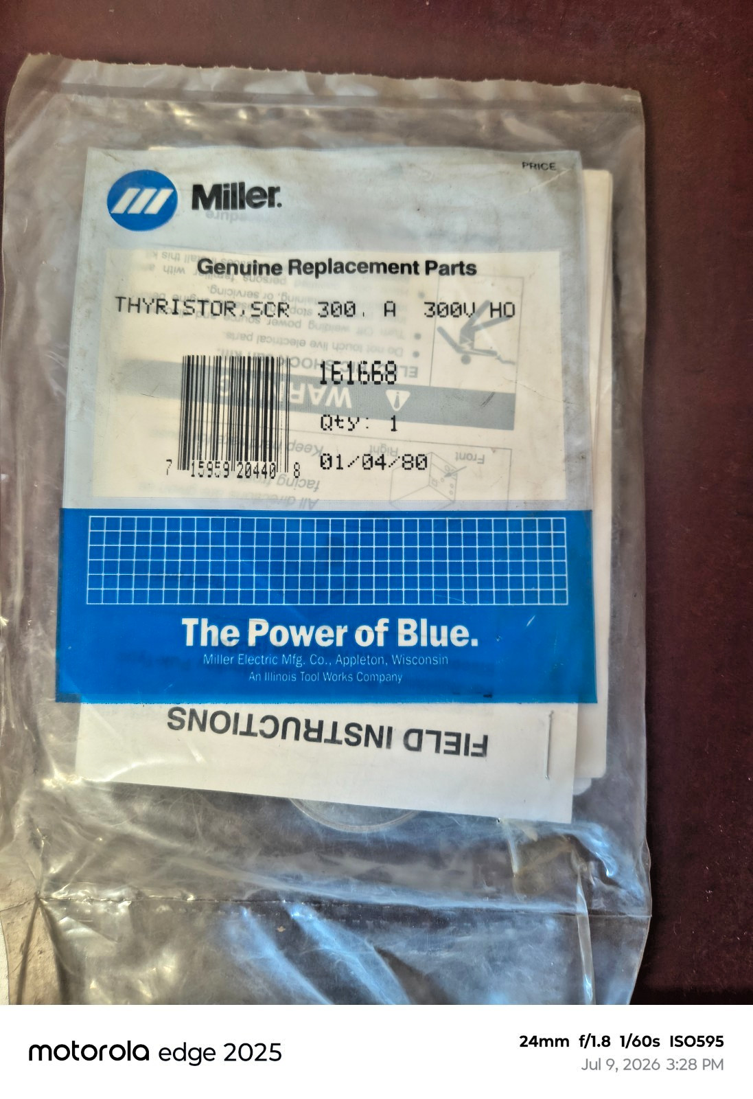 Miller 161668 Thyristor SCR 300 For Gold Star 302 Diminsion 452, Deltaweld 452.