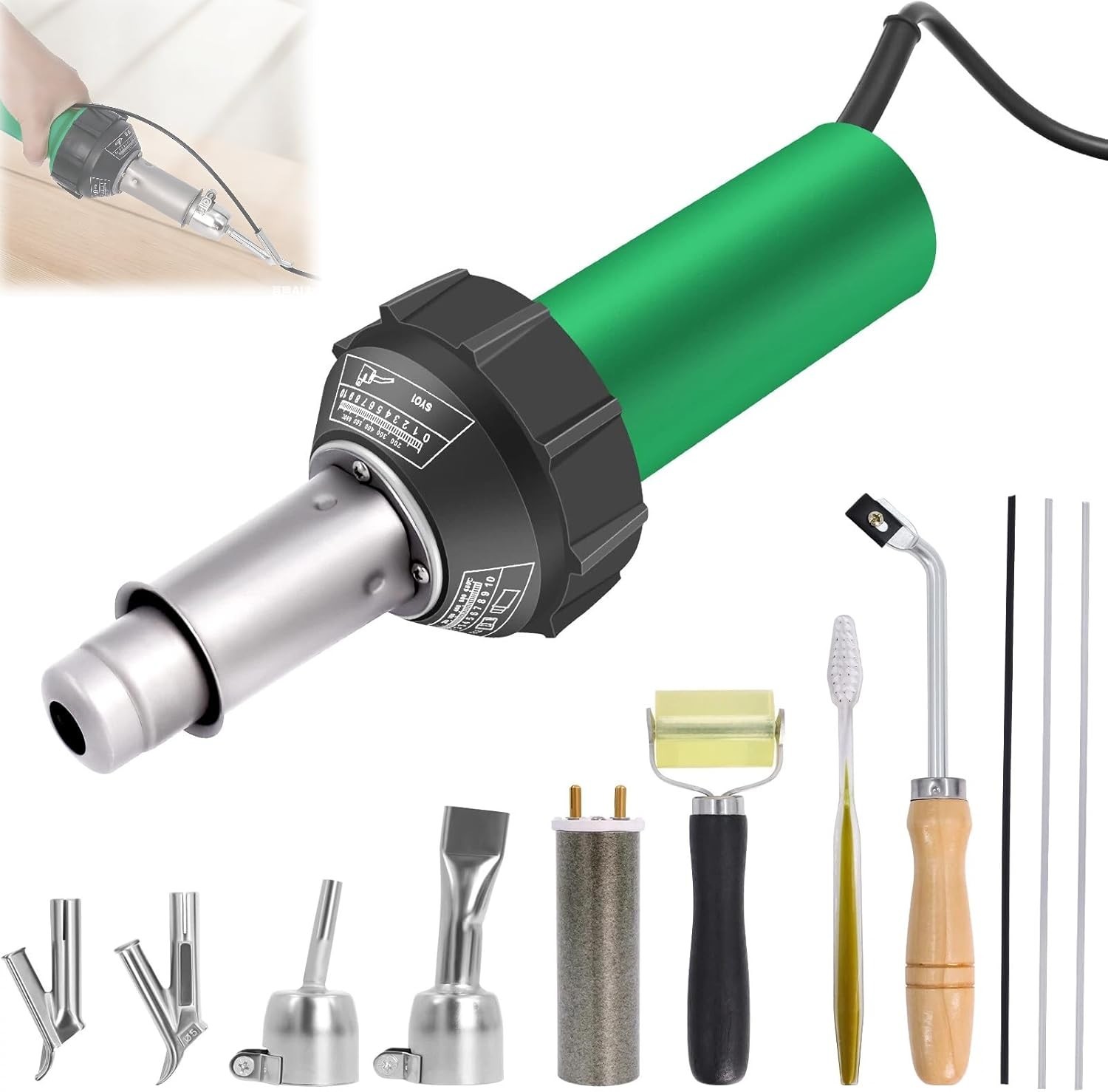 Versatile 1600W Hot Air Welding Kit with Multiple Nozzles for Home Repair
