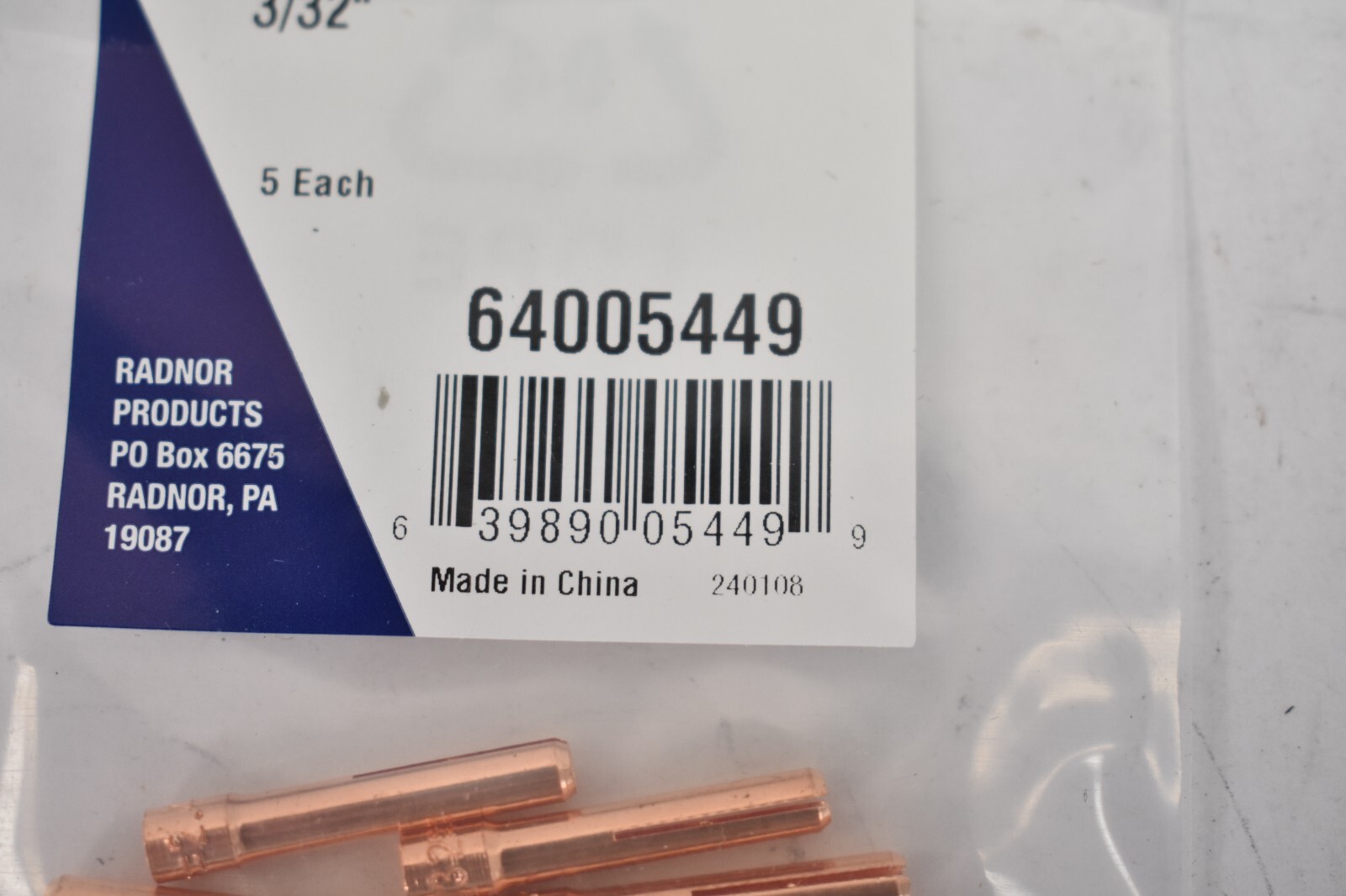 Lot of 5 Radnor TIG Products Collets 3/32″ 2.4mm 13N23 Genuine OEM Tools
