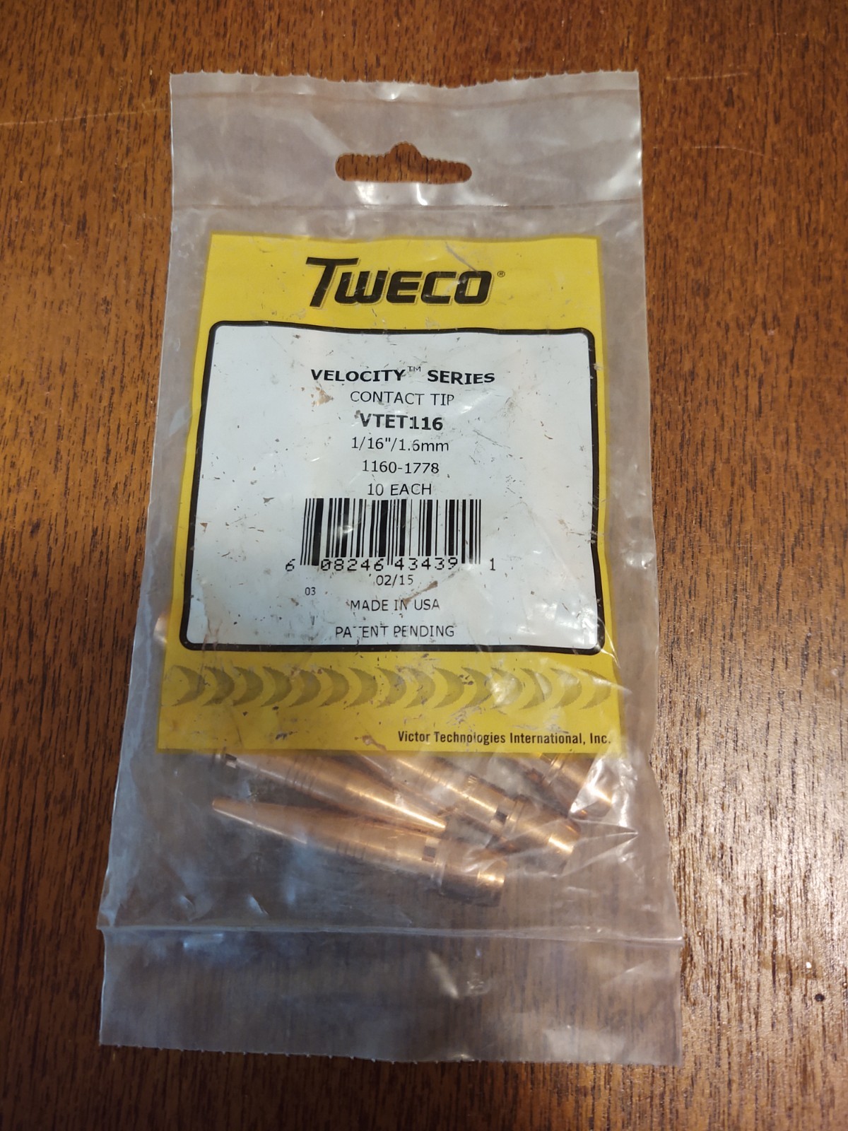 *NOS* TWECO VTET116 Velocity Series CONTACT TIPS,.1/16″ / 1.6mm, 1160-1778, 10pk