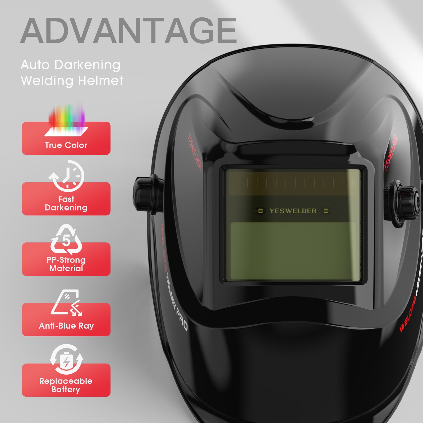 True Color Pro Solar Welder Mask Auto-Dark Welding Helmet/ Mask Arc Tig Mig Weld
