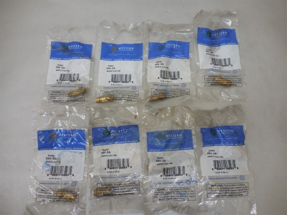 Lot of 8 New Western Enterprises, 305-3A Nipple CGA-200