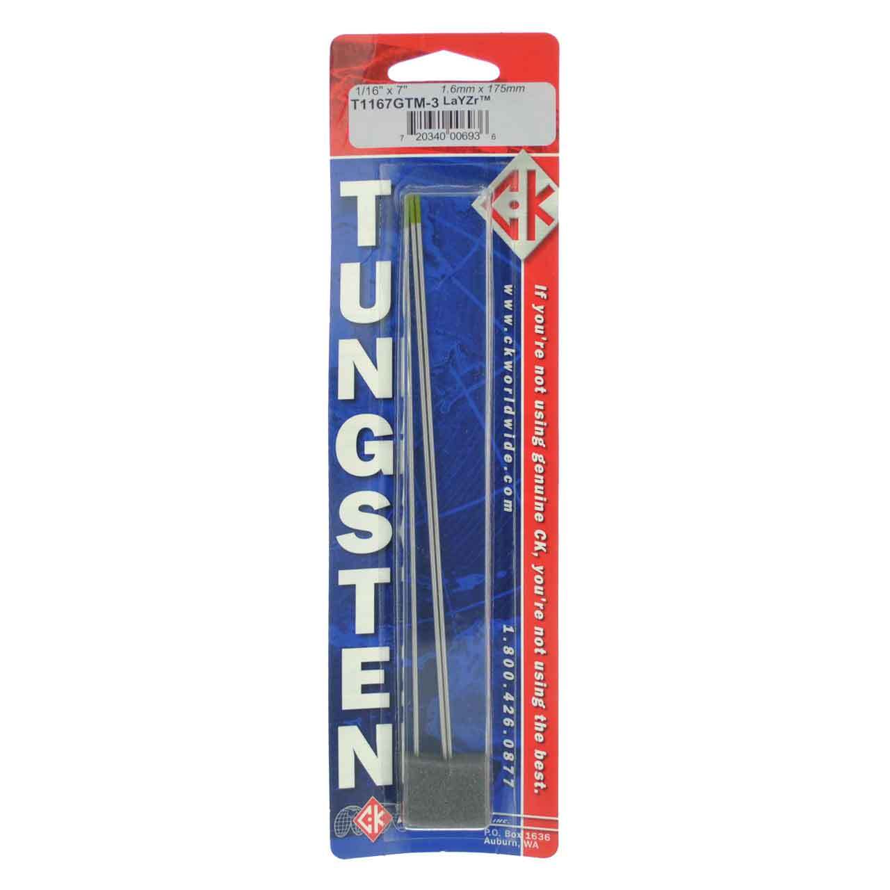 CK T1167GTM-3 LaYZr Tungsten Electrode 1/16″ x 7″ 3 pack