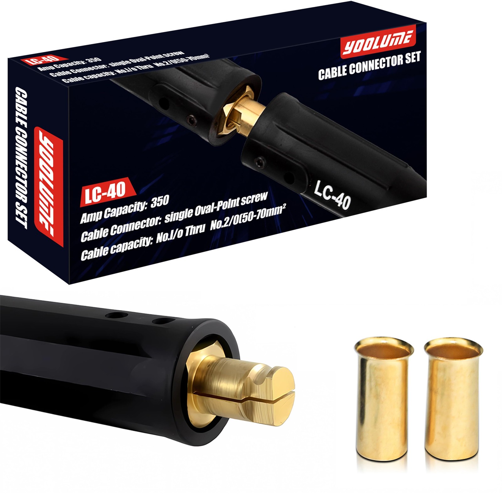 2 Pack LC-40 Cable Connector Set (2 Male / 2 Female), Welding Lead Connectors