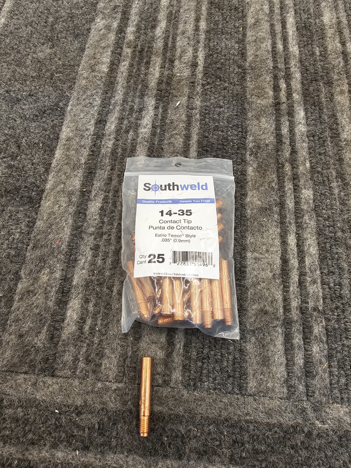 (QTY 25) Southweld 14-35 1/4″-28 UNF Tweco-Style MIG Welding Contact Tips .35″